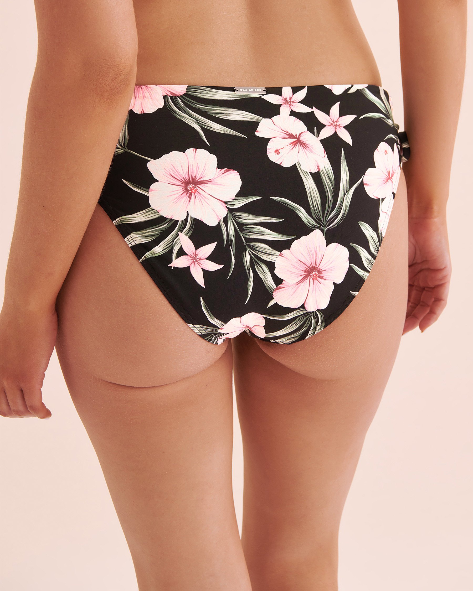 EAU DE SEA Bas de bikini noués aux hanches hibiscus tropical Imprimé hibiscus noir 01300374 - View5
