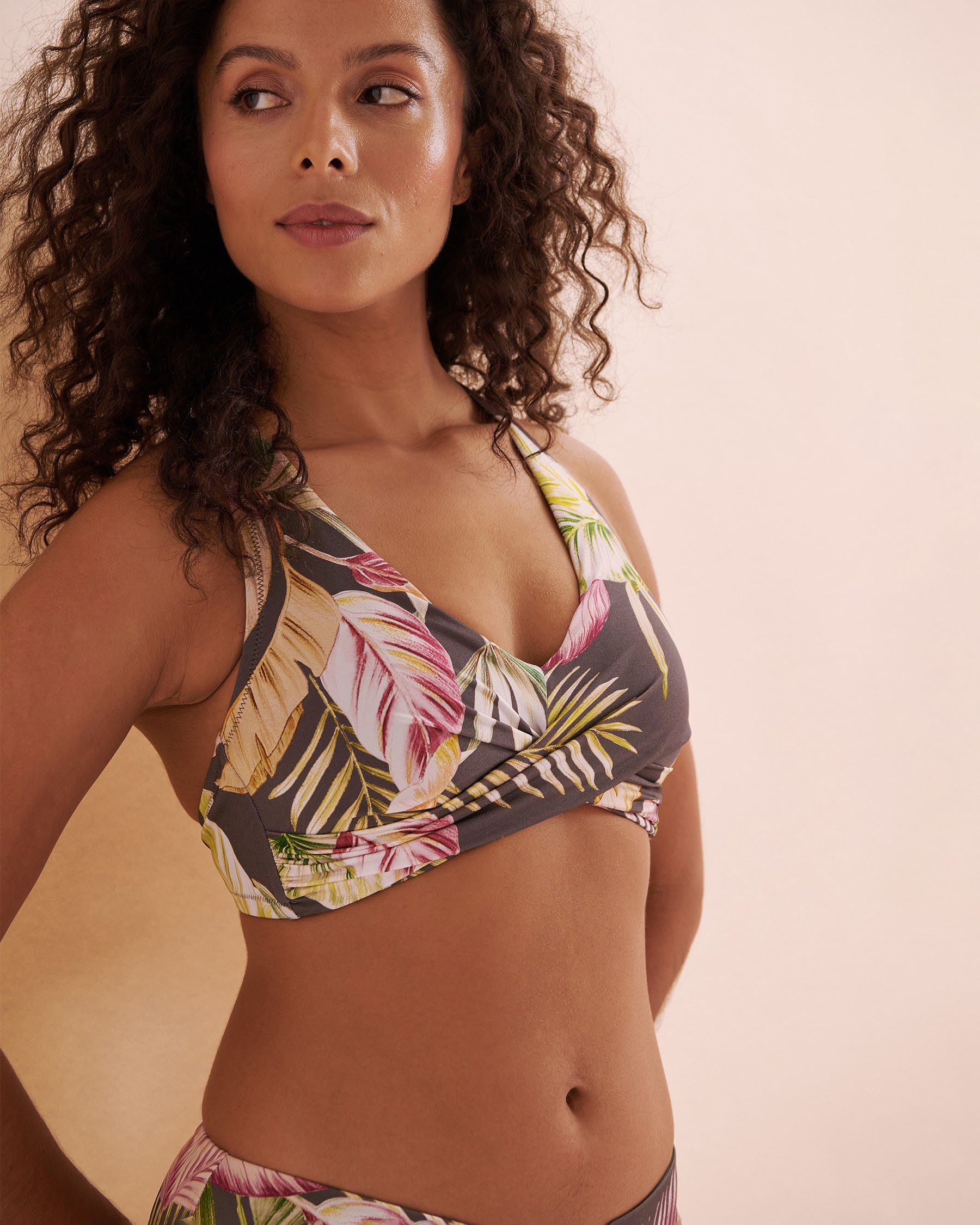 EVERYDAY SUNDAY Haut de bikini enveloppant Bonnet D Radiant Nature Imprimé gris nature ESBEAW00868F - Voir4