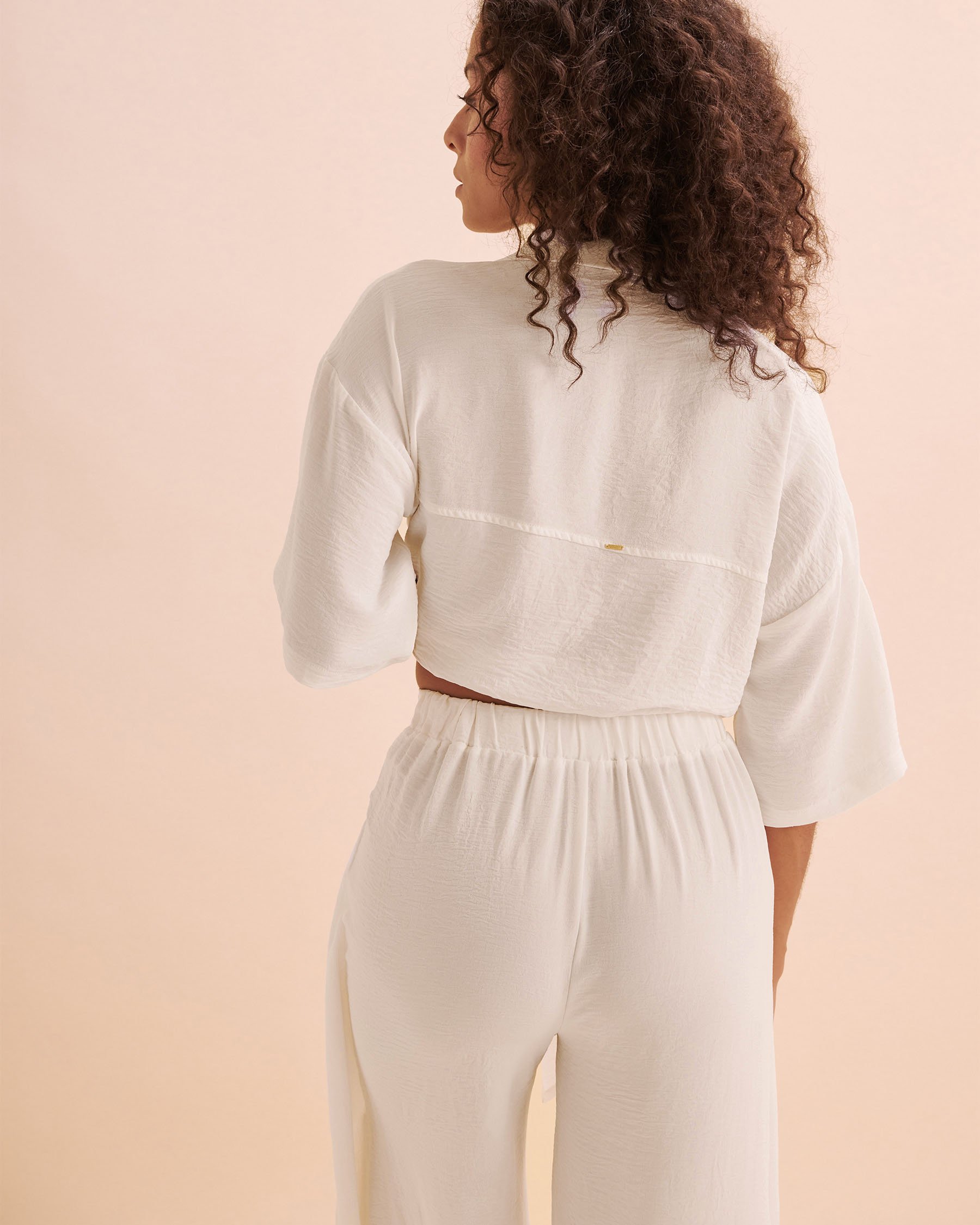 EVERYDAY SUNDAY Chemise de plage manches courtes nouée Blanc cassé ESBEAW04173 - Voir6