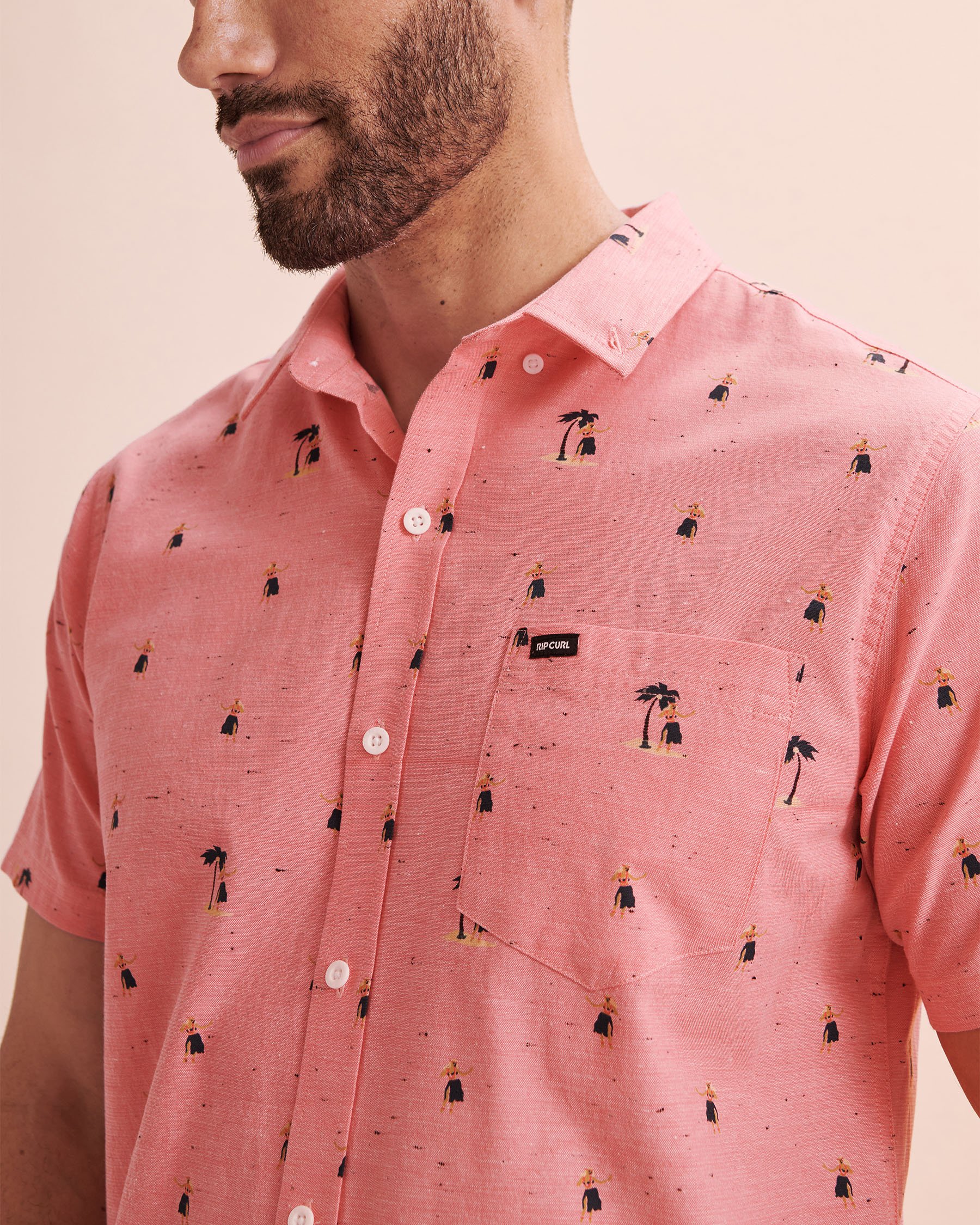 RIP CURL Hula Breach Short Sleeve Shirt Salmon Pink 01PMSH - View3