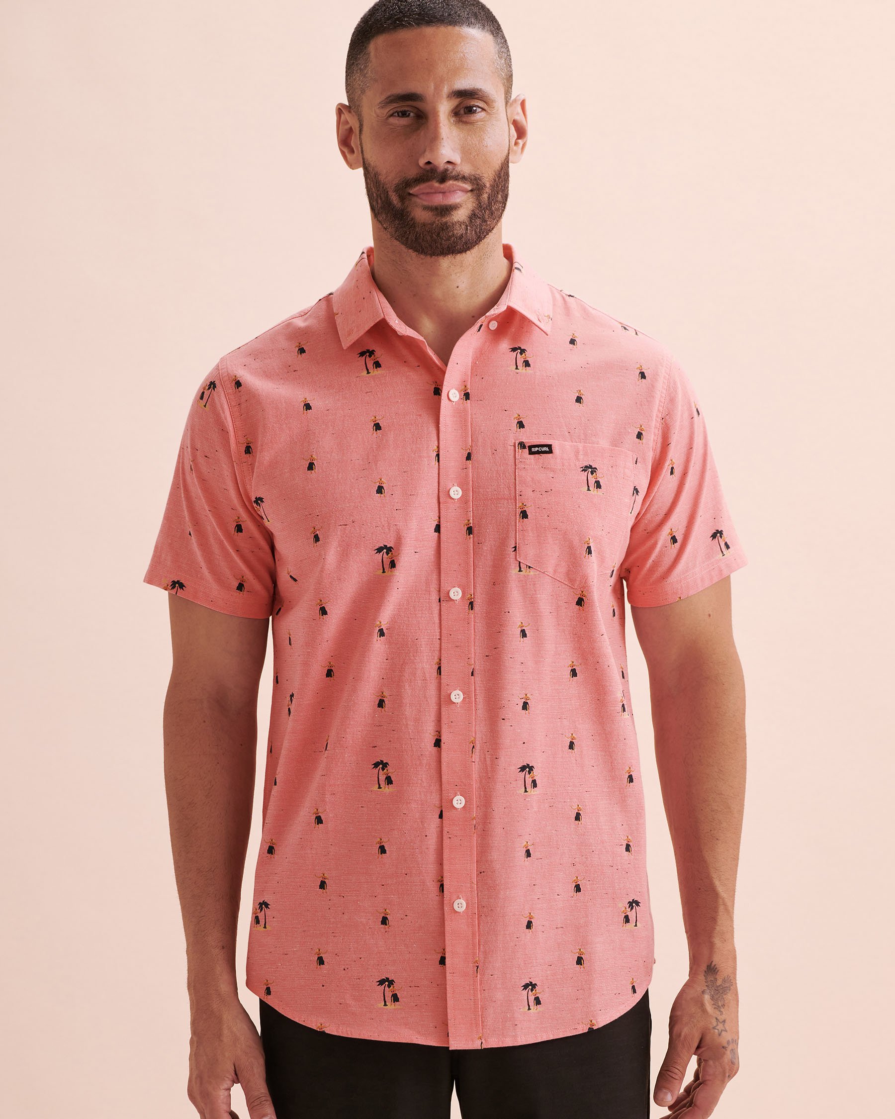 RIP CURL Hula Breach Short Sleeve Shirt Salmon Pink 01PMSH - View4