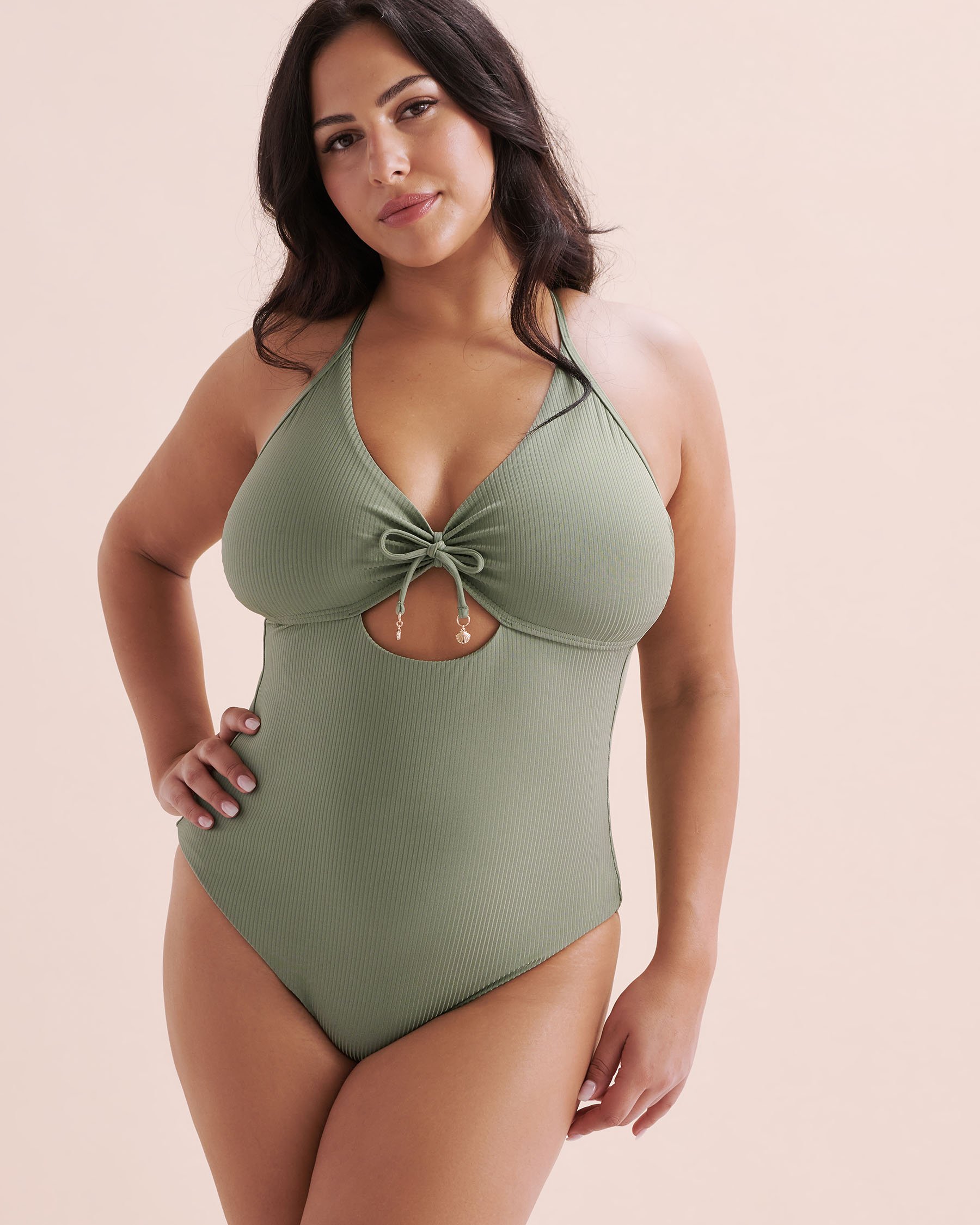MY BIKINI STORY Malibu Shiny One-piece Swimsuit Hedge Green 01400087 - View5