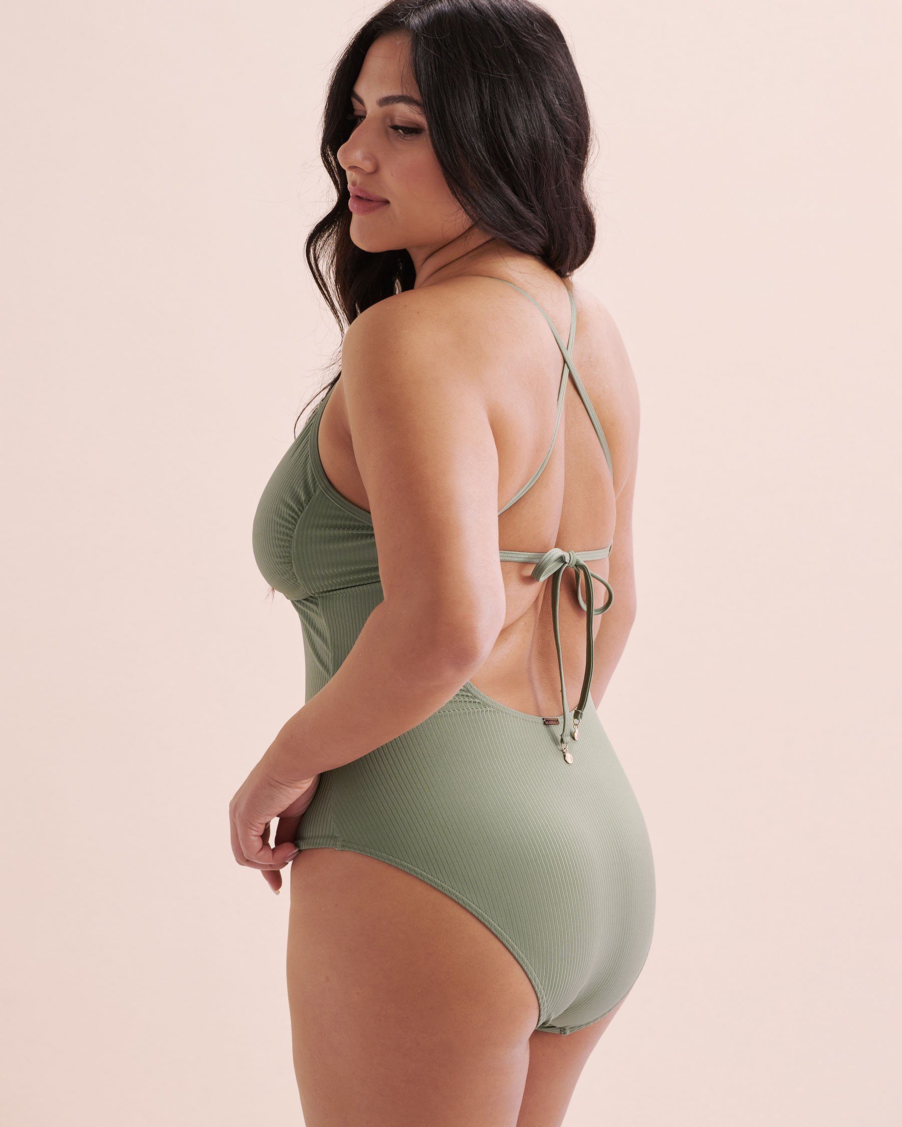 MY BIKINI STORY Malibu Shiny One-piece Swimsuit Hedge Green 01400087 - View6