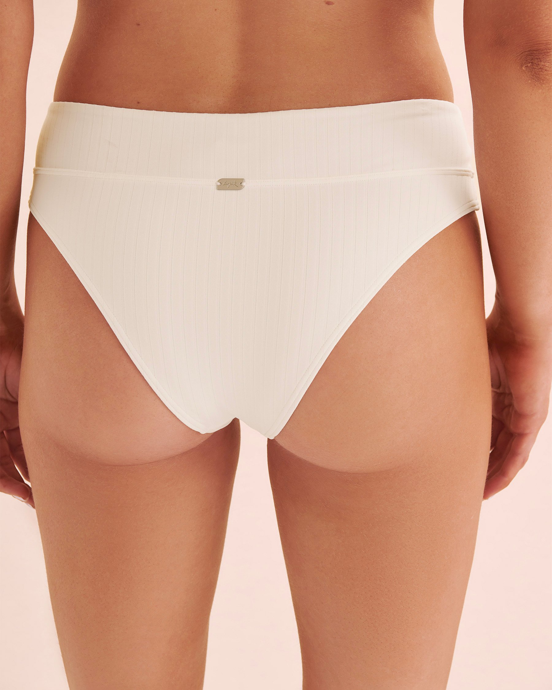 TROPIK Mid Waist Ribbed Cheeky Bikini Bottom White 01300390 - View3