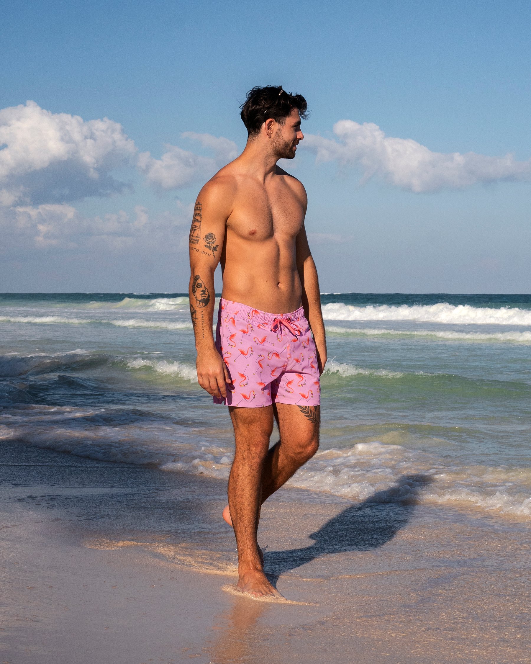 SAXX Oh Buoy Volley Swimsuit Pink Flamigno Print SXSW03L - View1