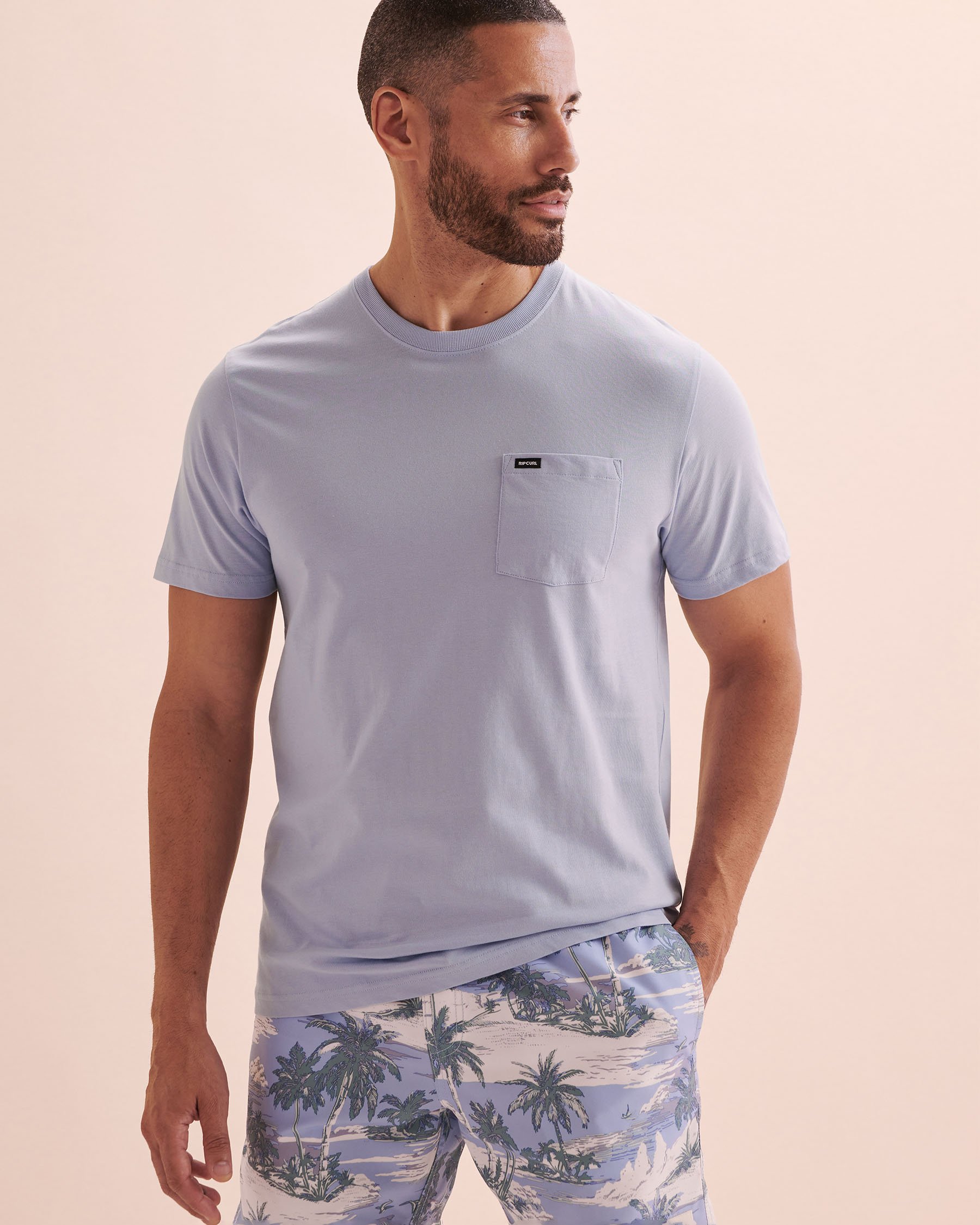 RIP CURL T-shirt uni avec poche Bleu glacier 0BTMTE - Voir1