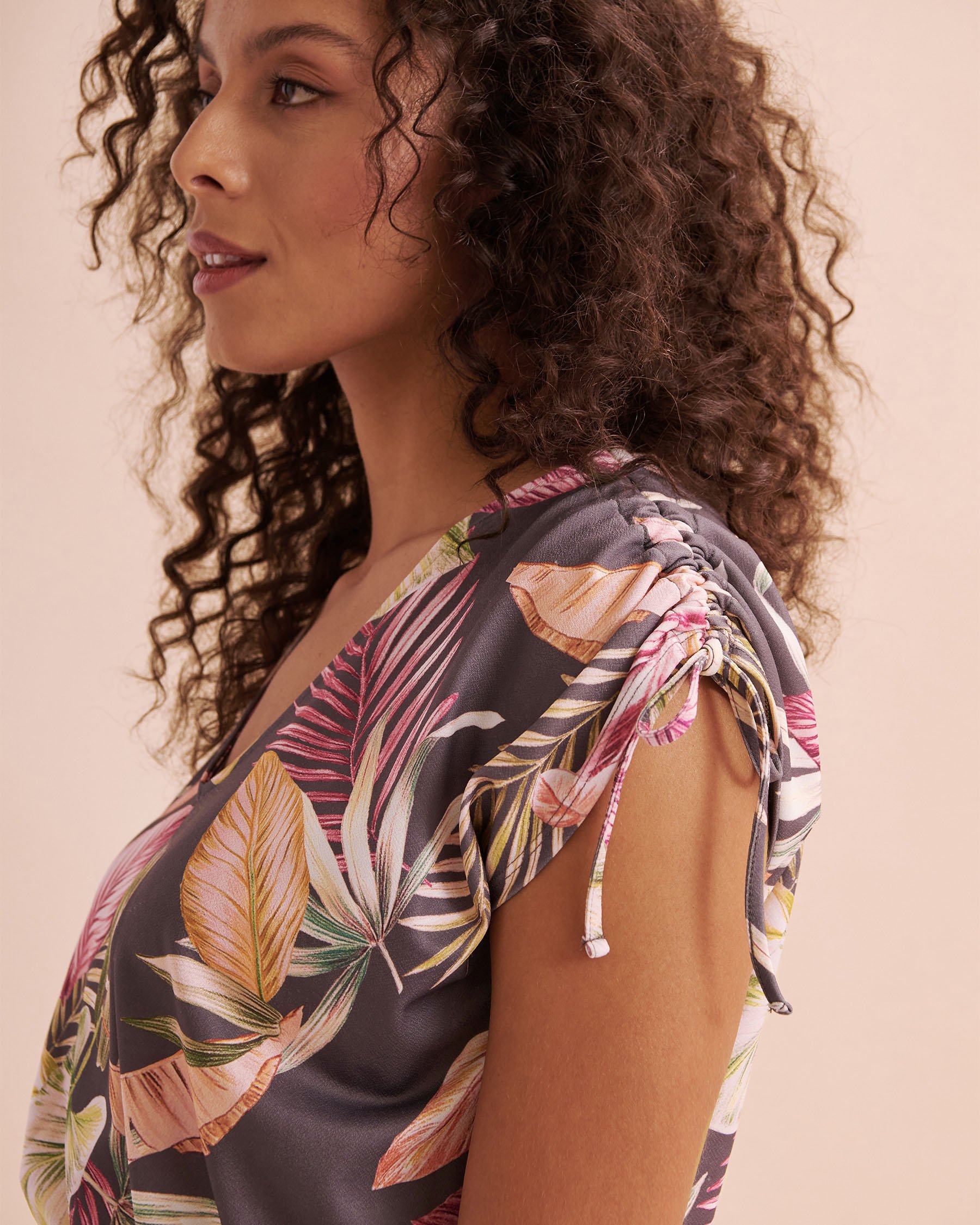 EVERYDAY SUNDAY Radiant Nature Short Sleeve Romper Natural grey print ESBEAW04336 - View3