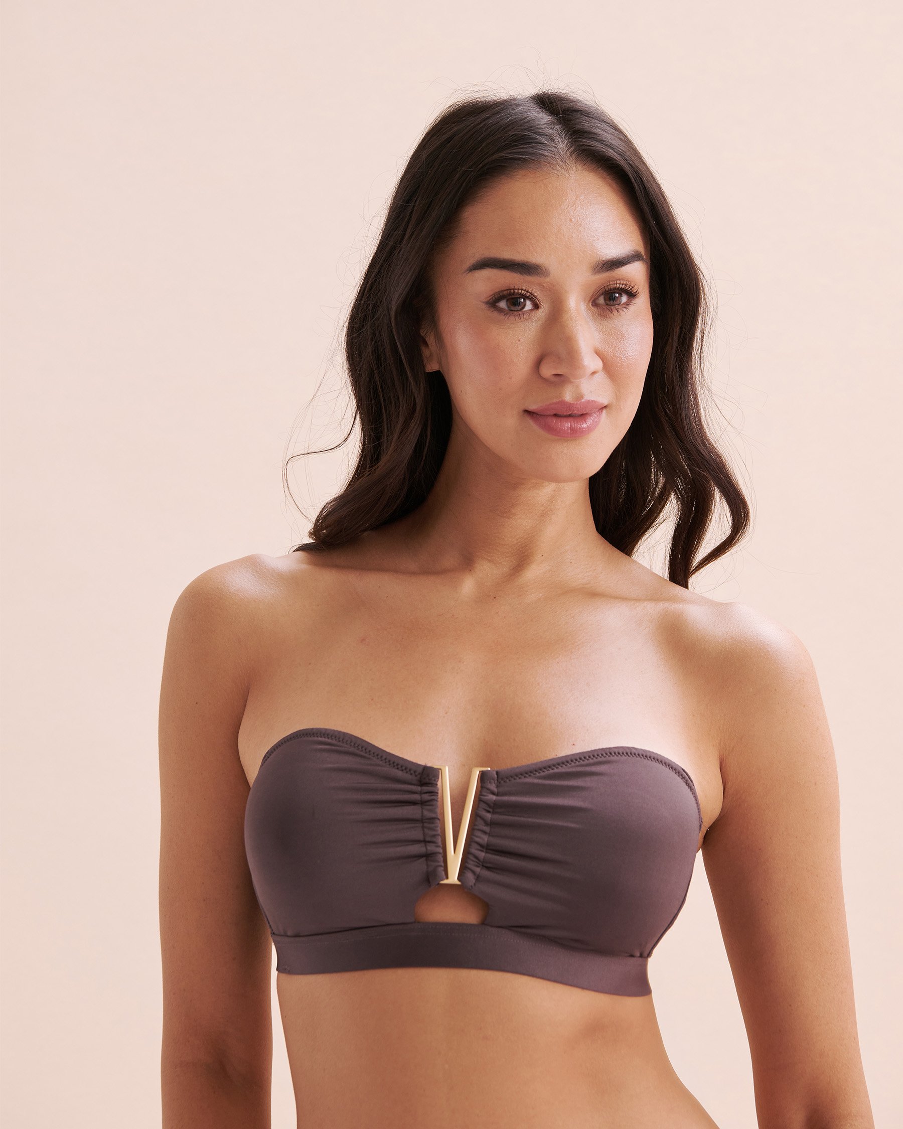 SANTEMARE Luxurious Night Bandeau Bikini Top Huckleberry Brown 01100357 - View3