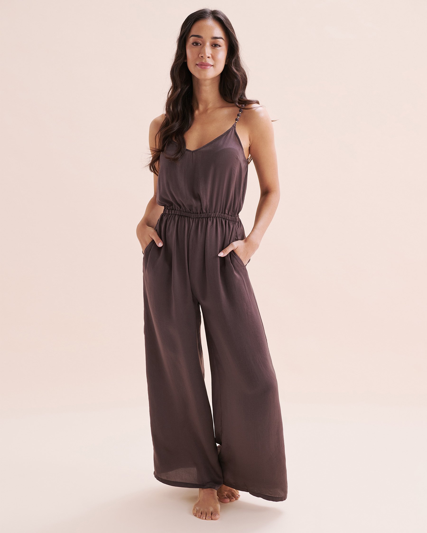 SANTEMARE Combinaison sans manches en satin Brun airelle 02300147 - View1