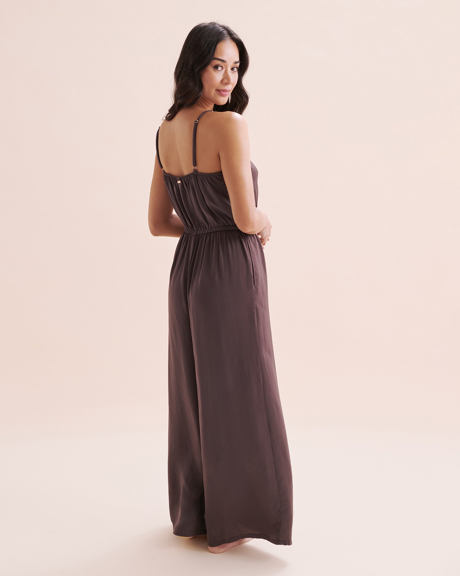 SANTEMARE Combinaison sans manches en satin Brun airelle 02300147 - View2