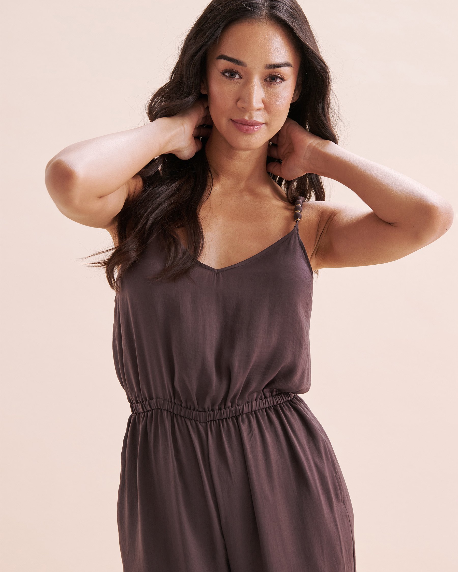 SANTEMARE Combinaison sans manches en satin Brun airelle 02300147 - View4