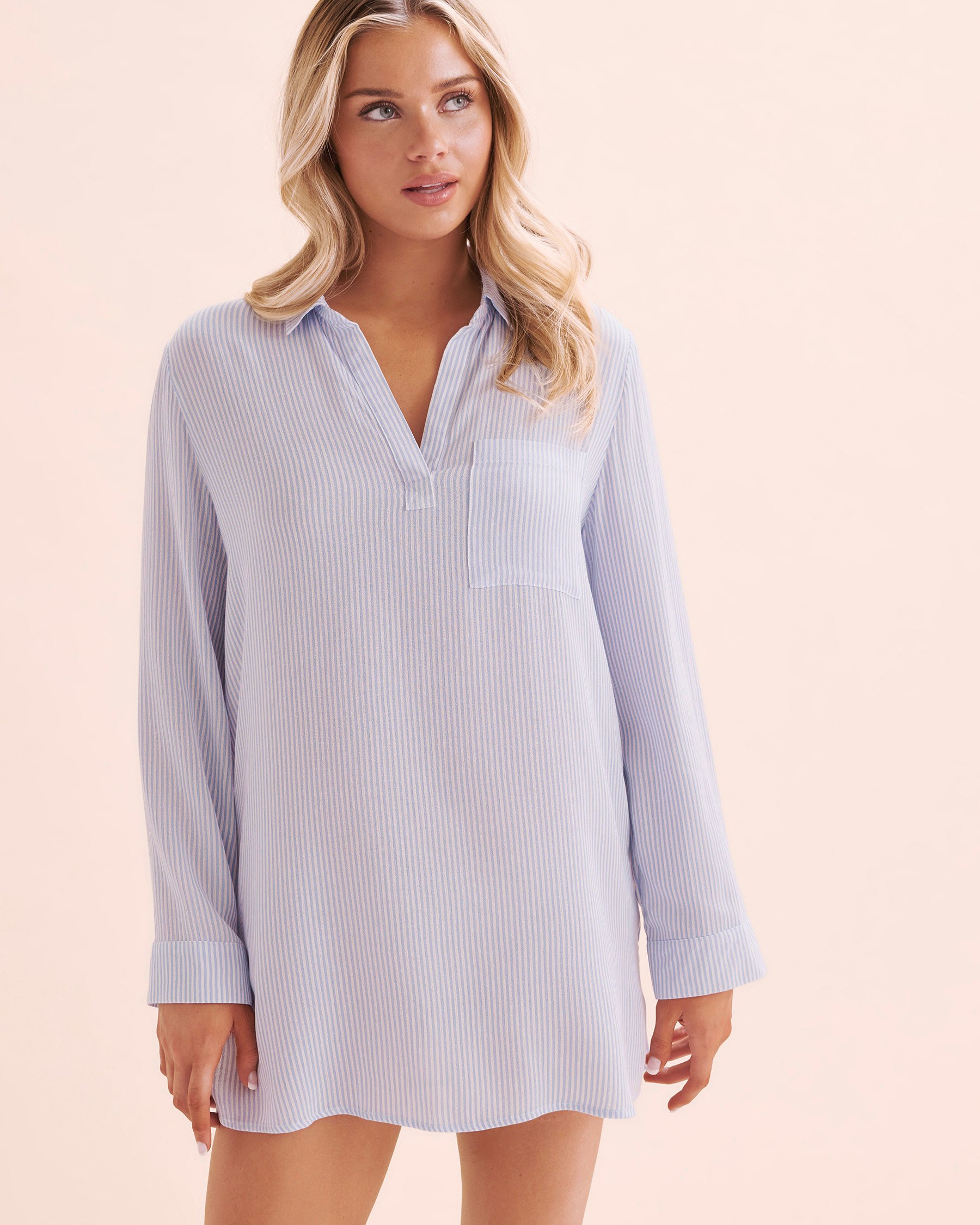 TROPIK Chemise en gaze rayée Bleu et blanc 02100032 - Voir1