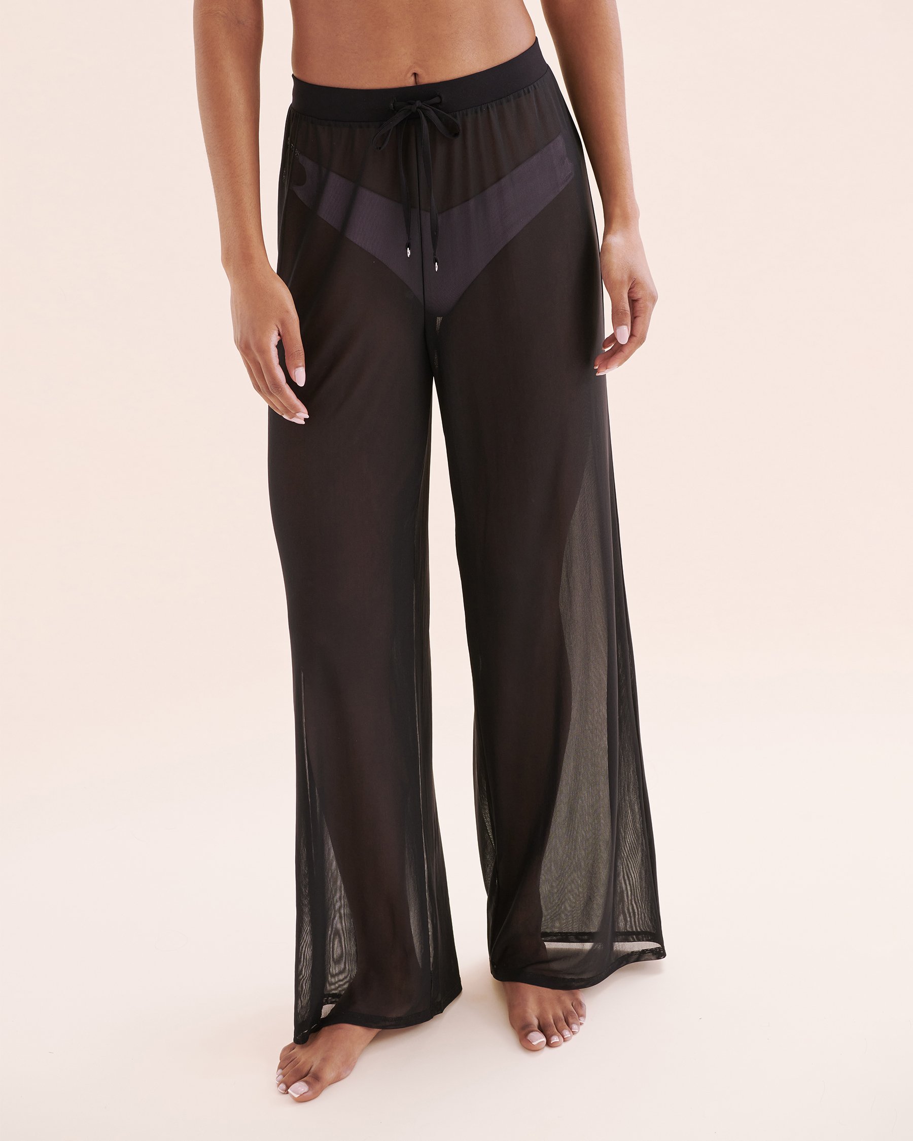 SEATONIC Wide Leg Mesh Pants Black 02200079 - View1