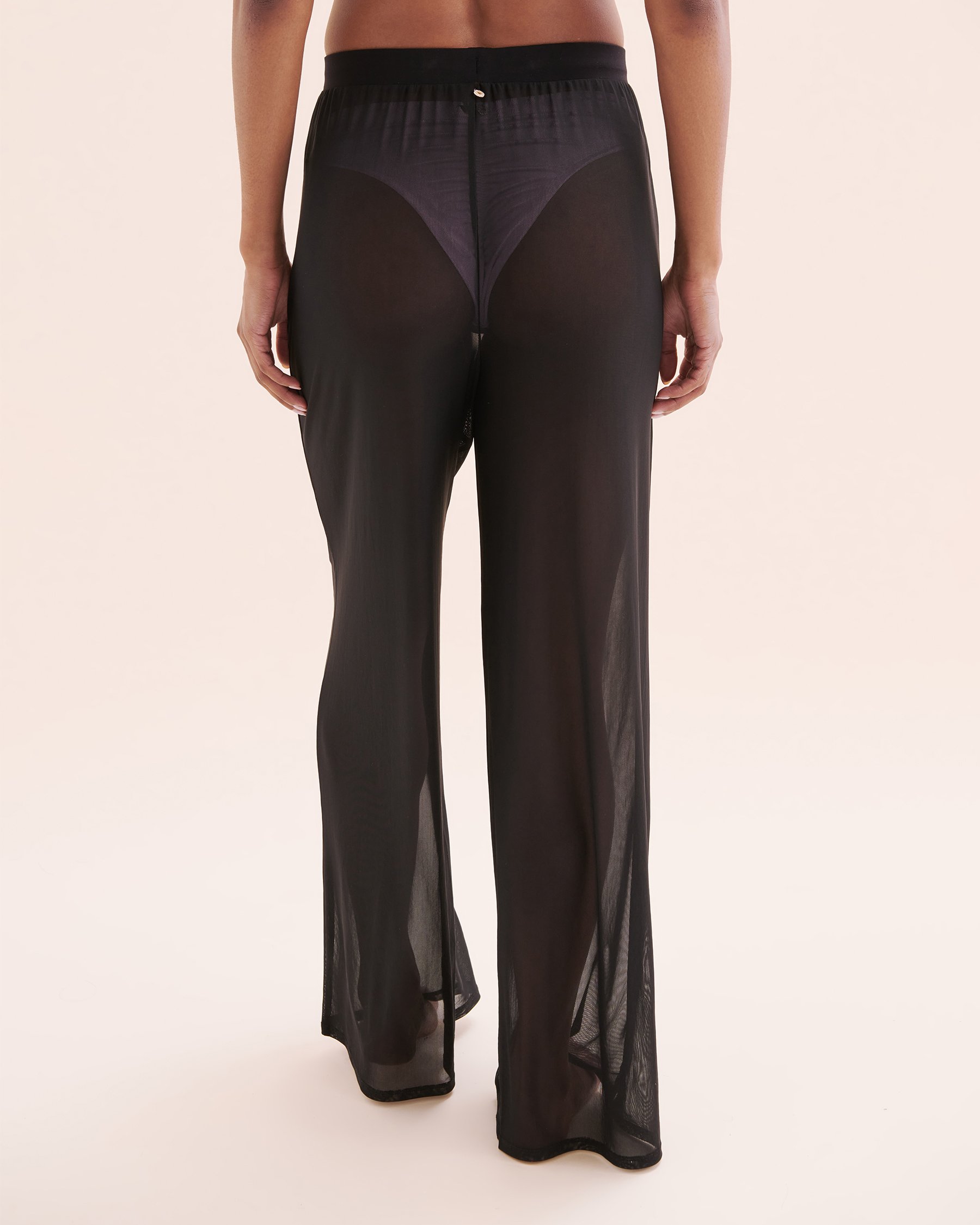 SEATONIC Wide Leg Mesh Pants Black 02200079 - View2