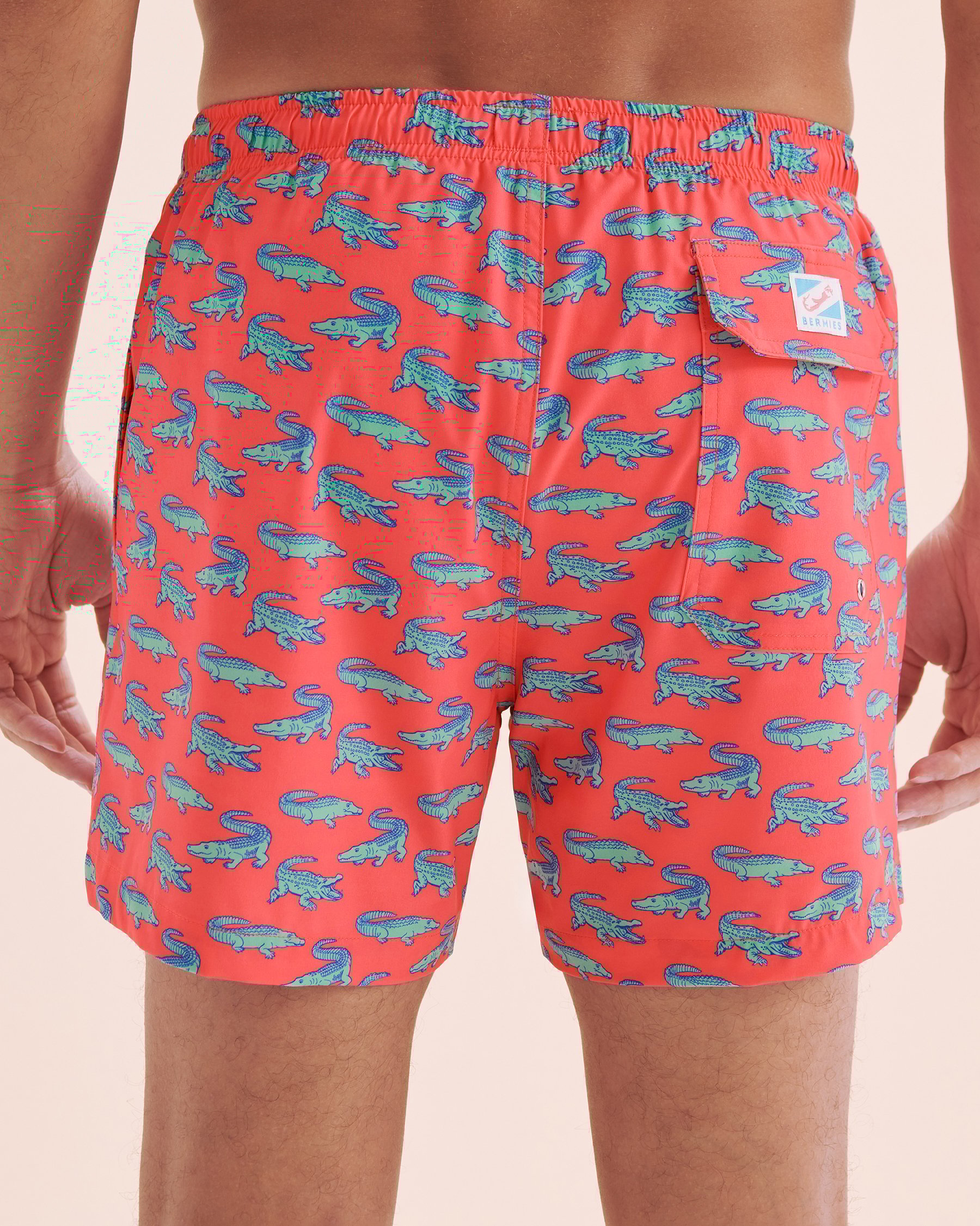 BERMIES Crocodile Volley Swimsuit Blue and pink CROCODILE V3 - View4