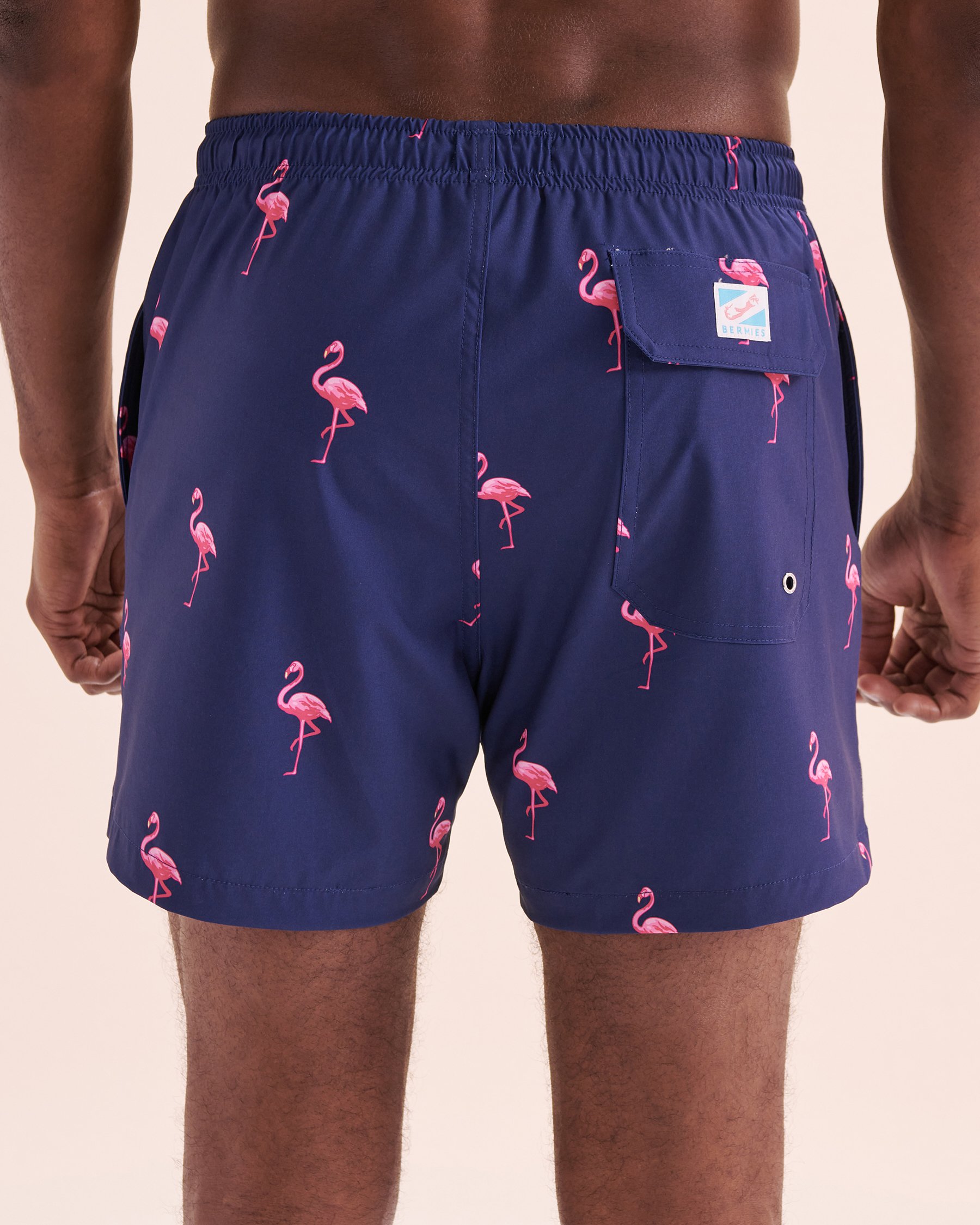BERMIES Flamingo Volley Swimsuit Blue and pink MIAMI NIGHT - View3