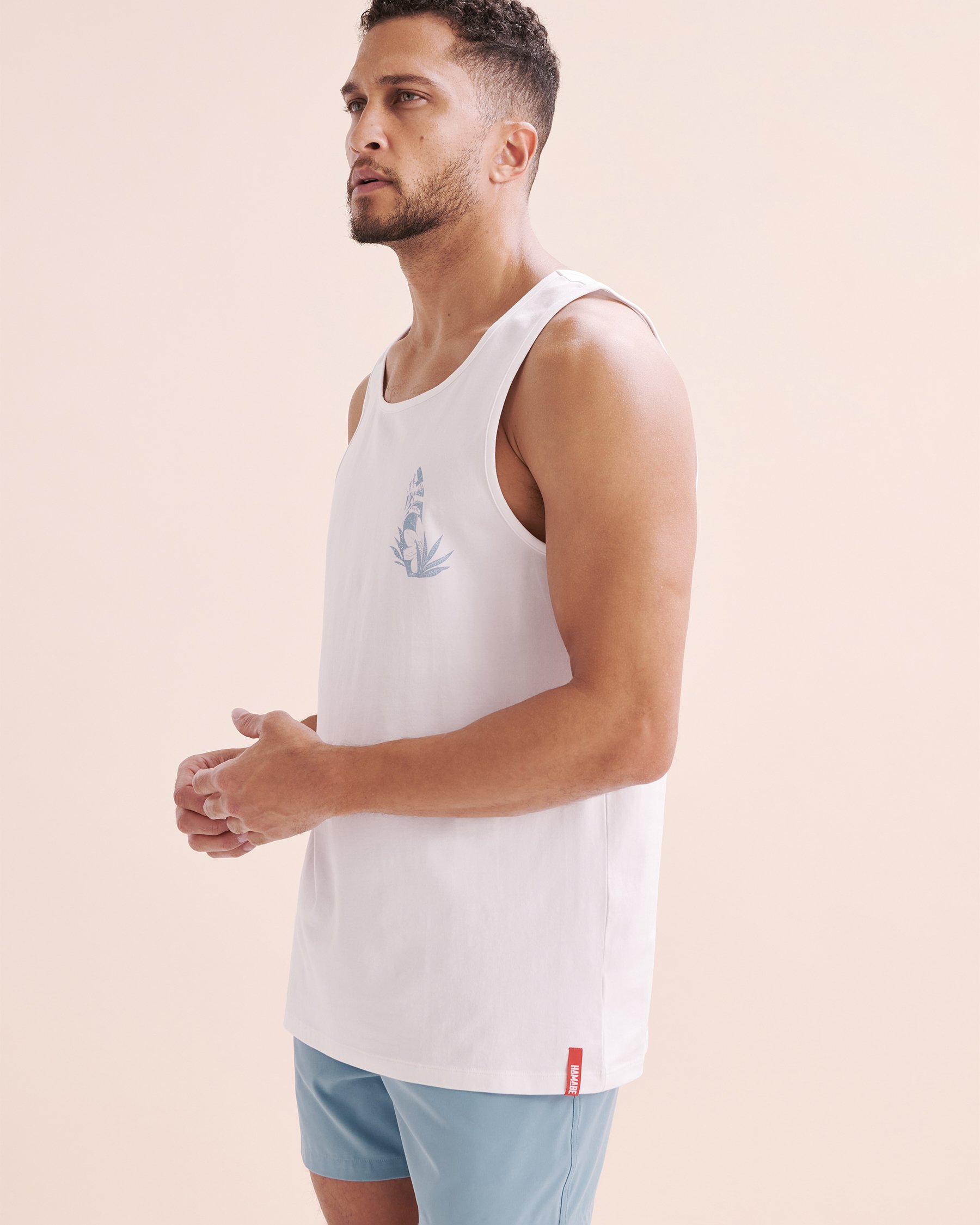 HAMABE Flower surf tank top Brilliant white and blue 04100031 - View5