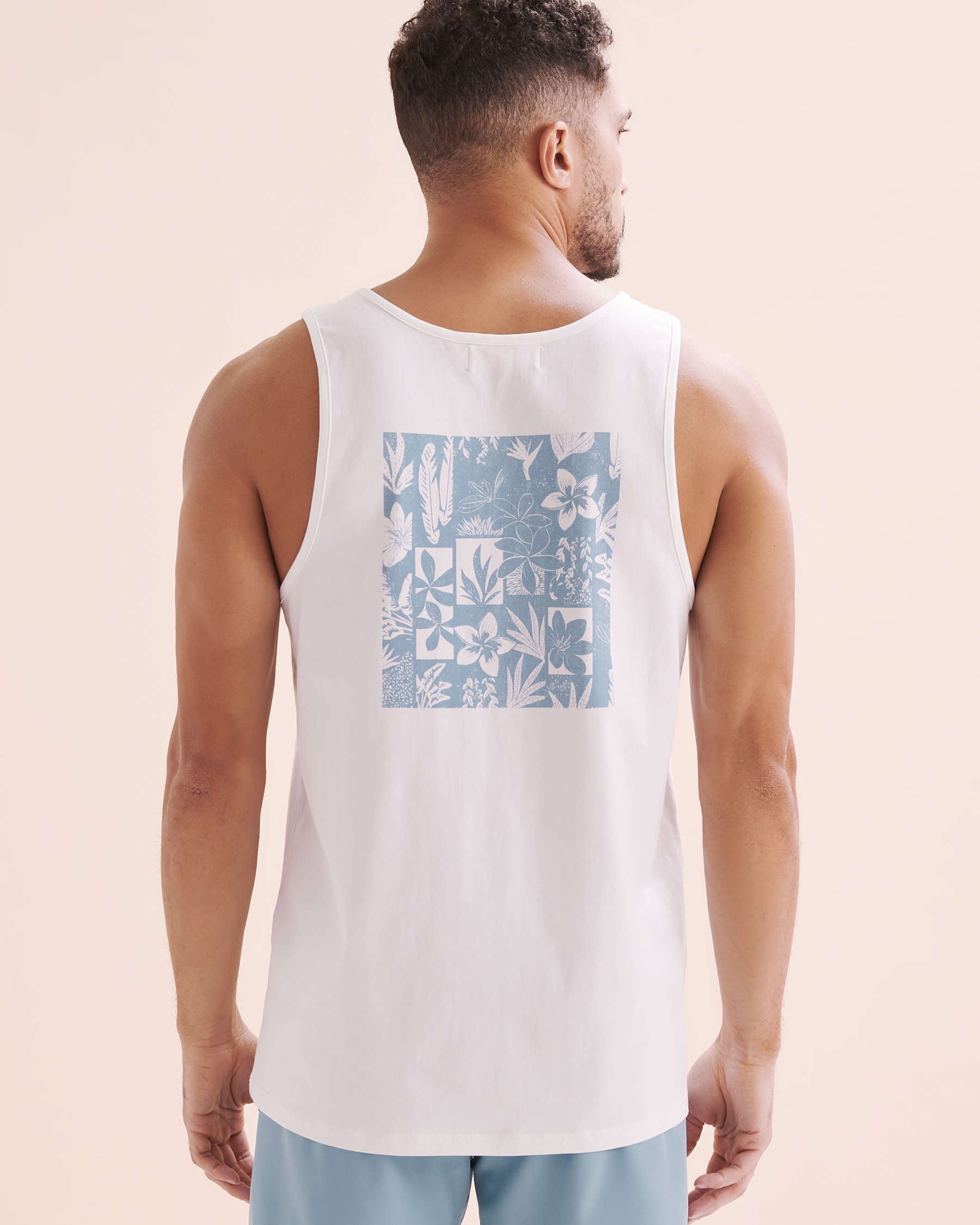 HAMABE Flower surf tank top Brilliant white and blue 04100031 - View6