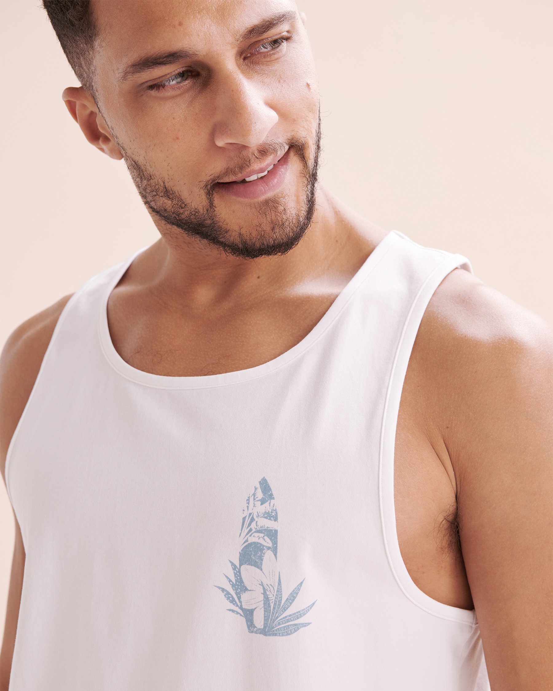 HAMABE Flower surf tank top Brilliant white and blue 04100031 - View8