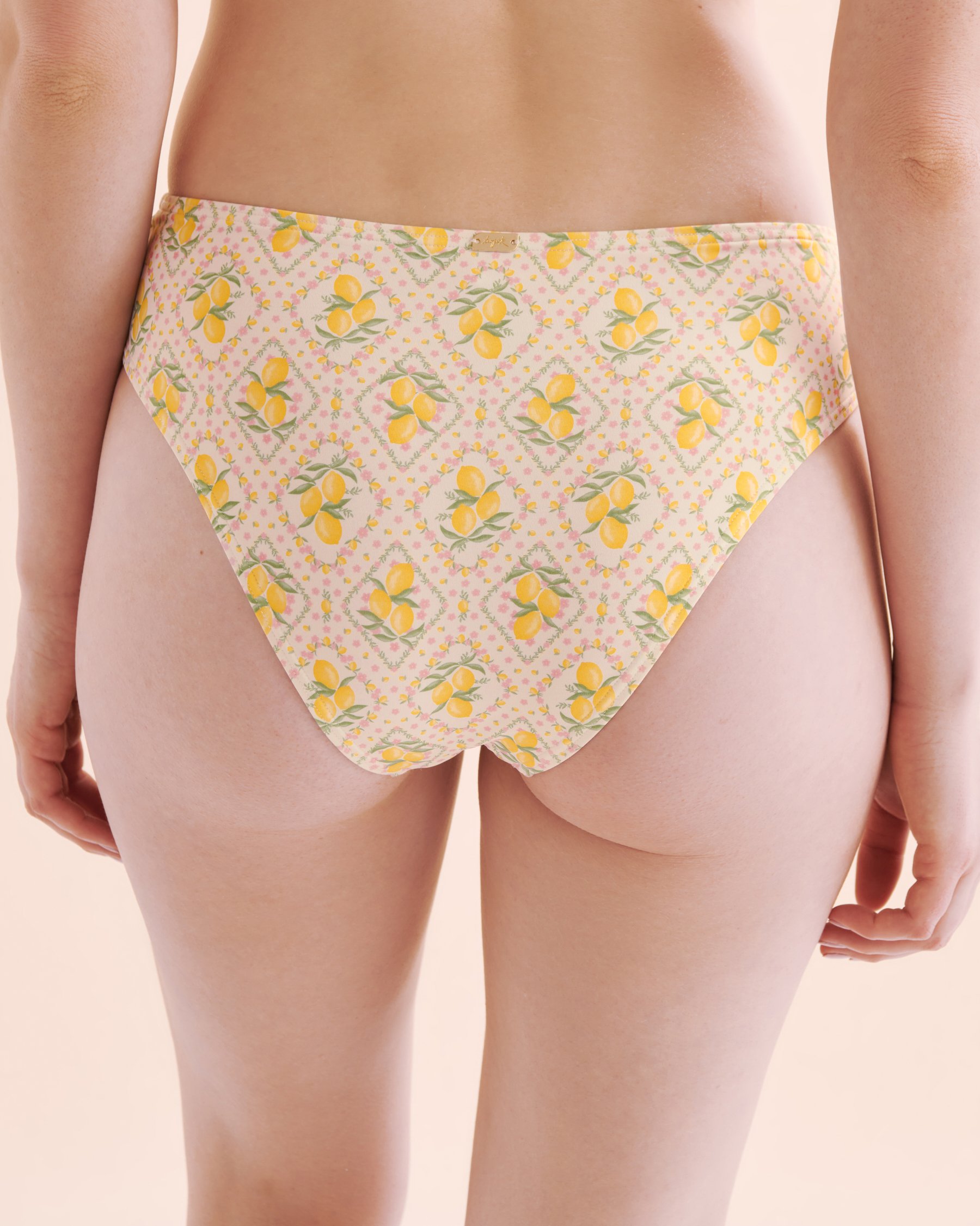 TROPIK Lemon Garden Mid-Rise Cheeky Bikini Bottom White and yellow 01300399 - View2