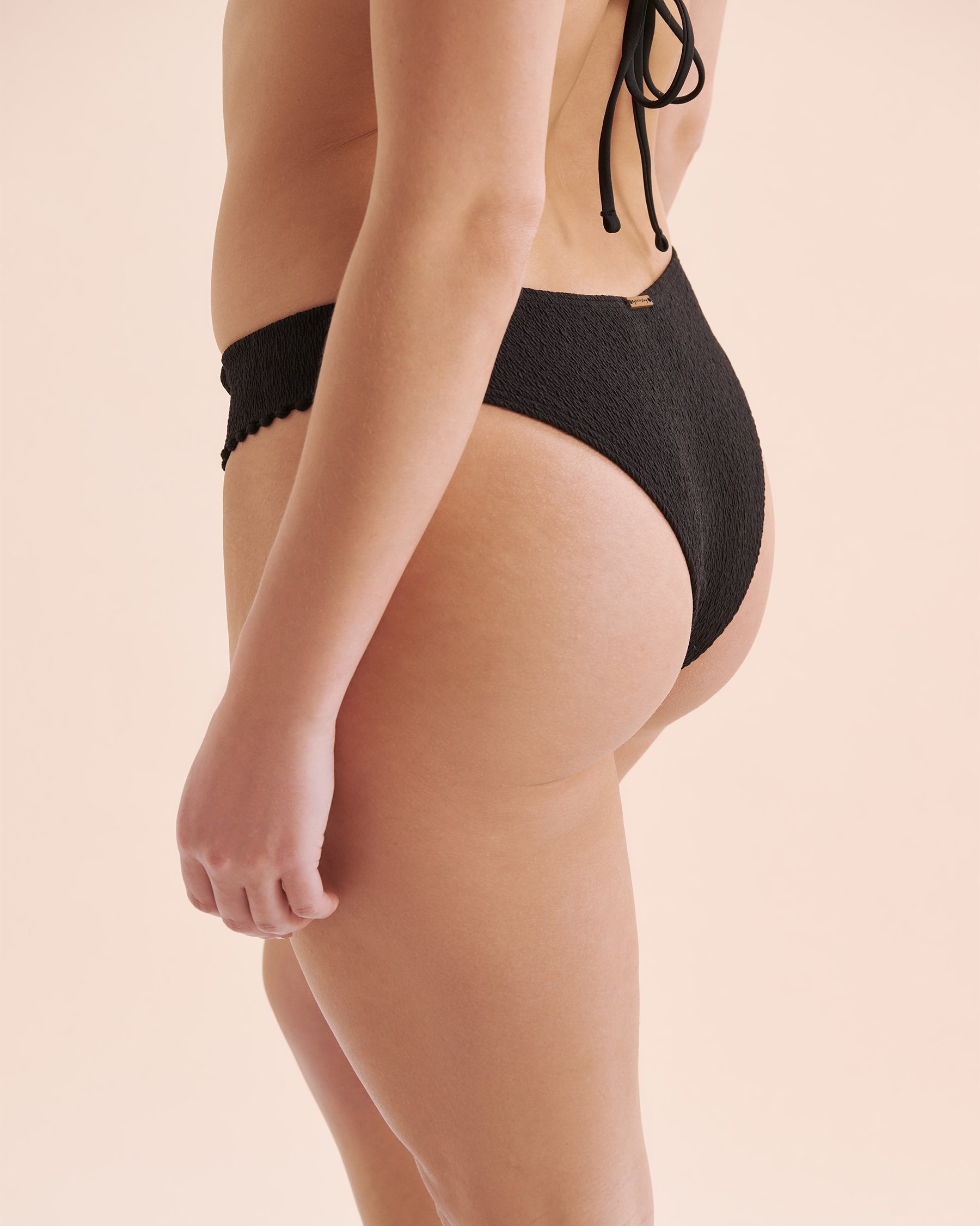 MY BIKINI STORY Bas de bikini tanga taille basse Santa Monica Pearl Noir 01300397 - View6