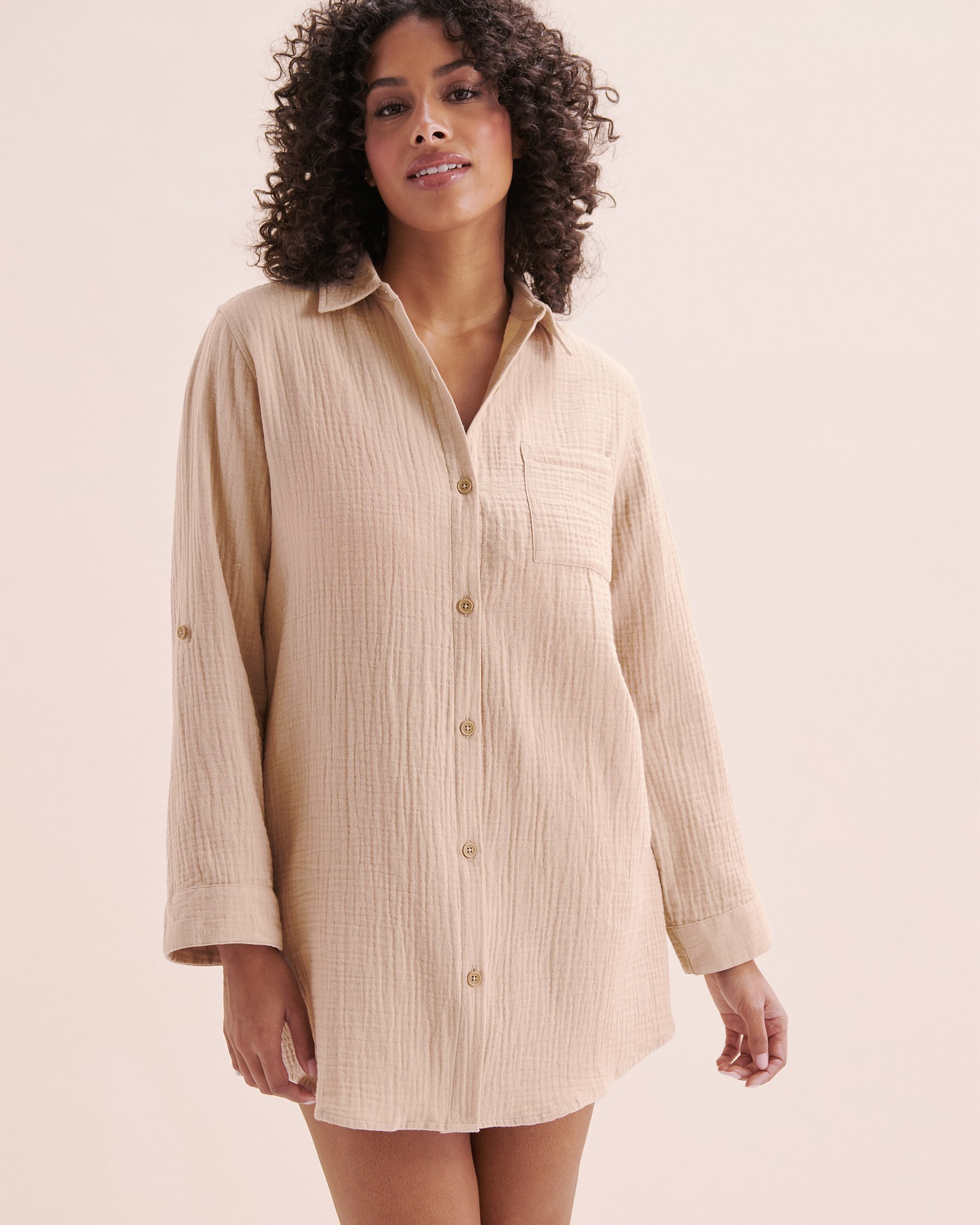 OFF THE BEACH Chemise en coton texturée Beige Oxford 02100033 - Voir1