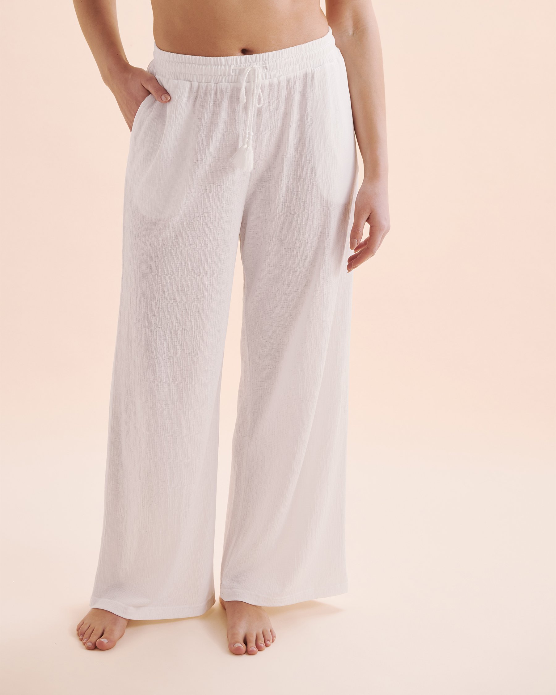 TROPIK Pantalon en polyester plissé Blanc brillant 02200085 - View5