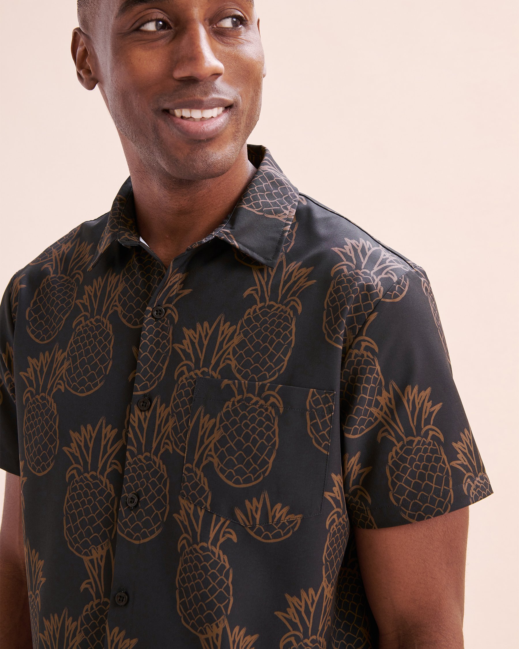 HAMABE Chemise à manches courtes Noir et brun 04100030 - Voir3