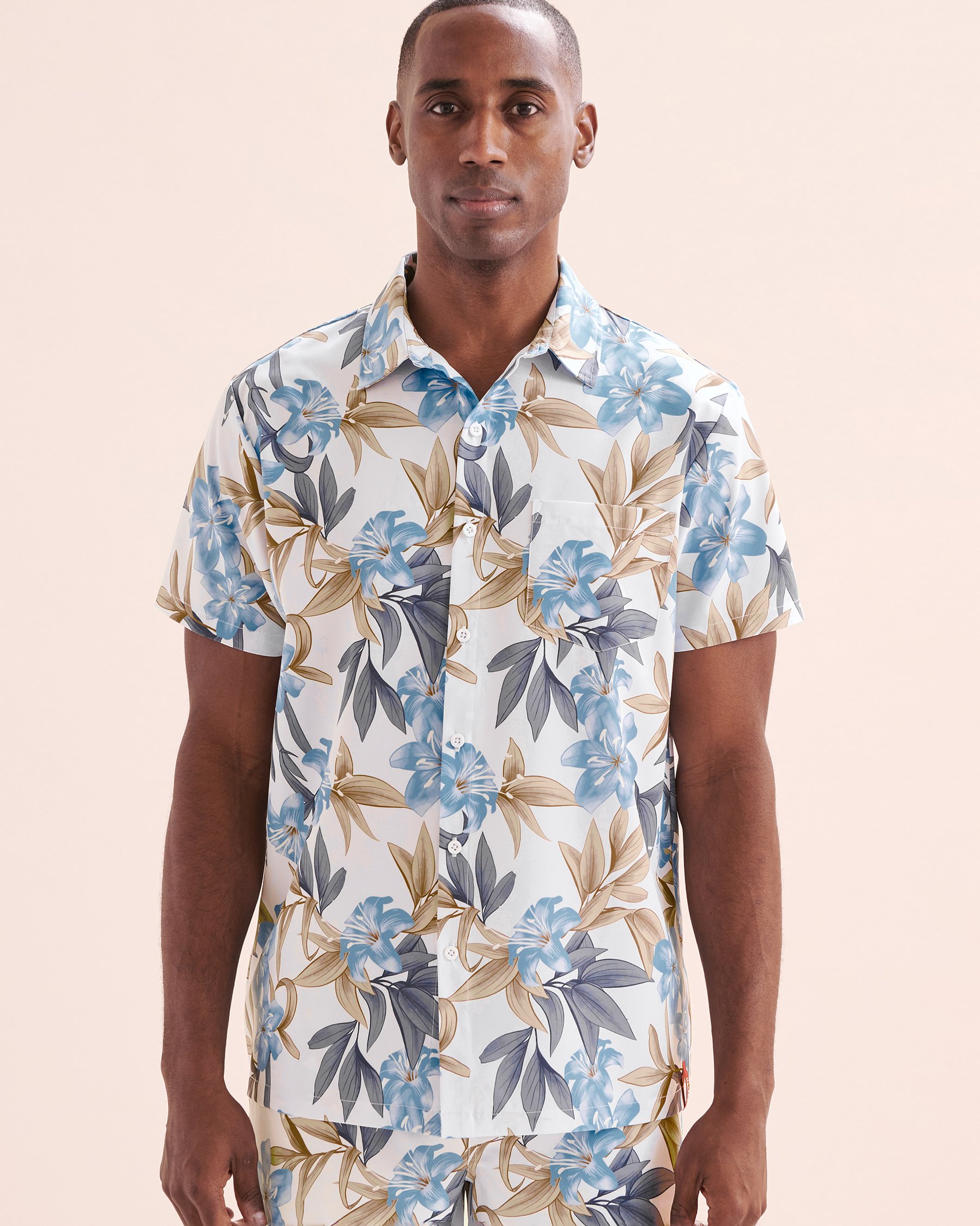 HAMABE Chemise à manches courtes Bleu et blanc brillant 04100030 - Voir6