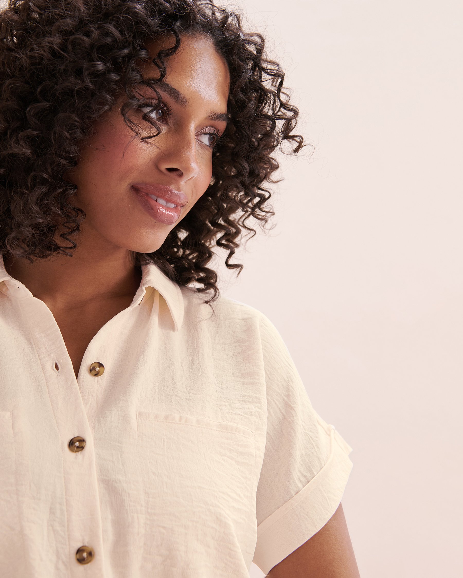 OFF THE BEACH Textured Button-Up Romper Jet Stream Beige 02300151 - View3