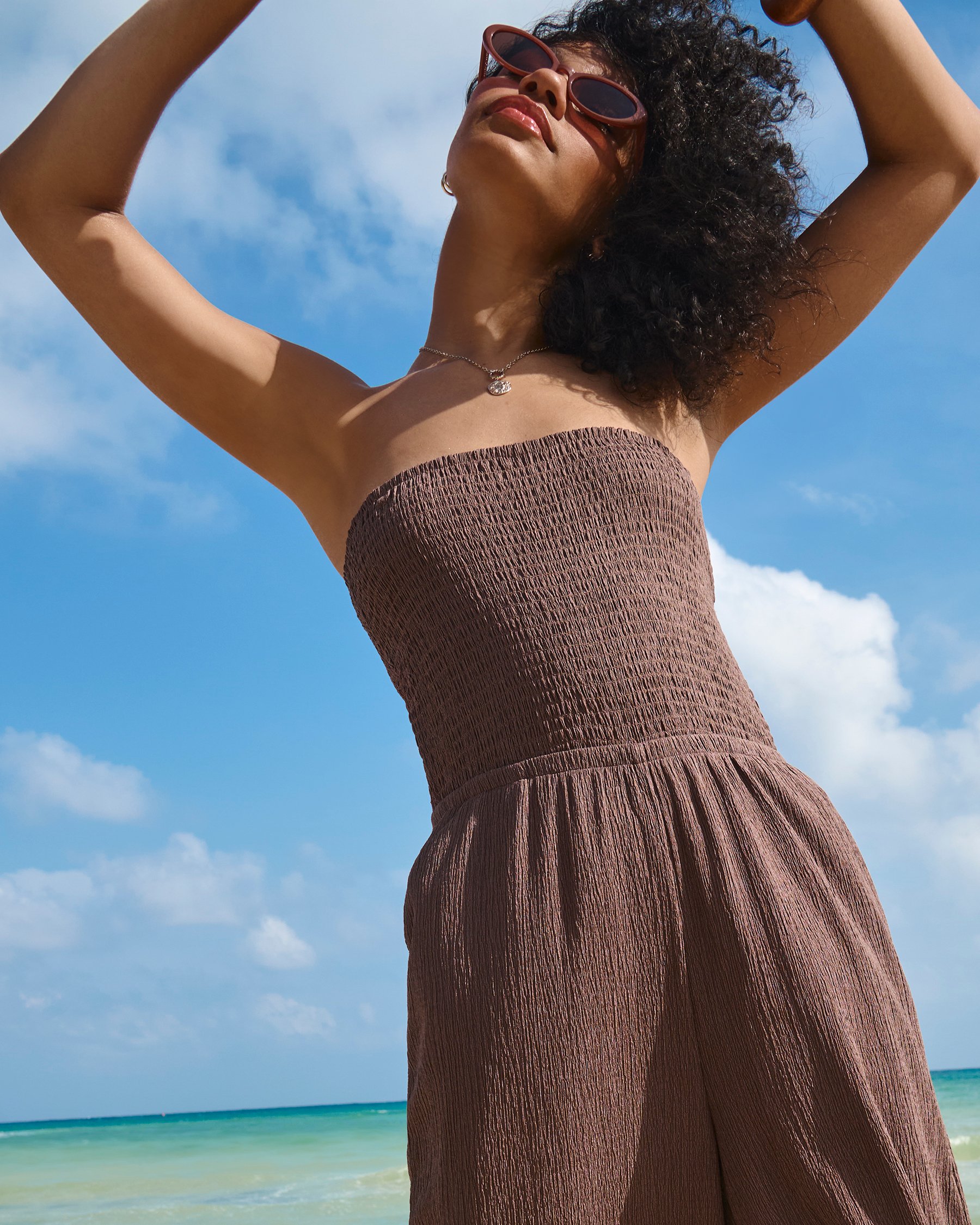 OFF THE BEACH Textured Tube Jumpsuit Deep Brown Taupe 02300152 - View1