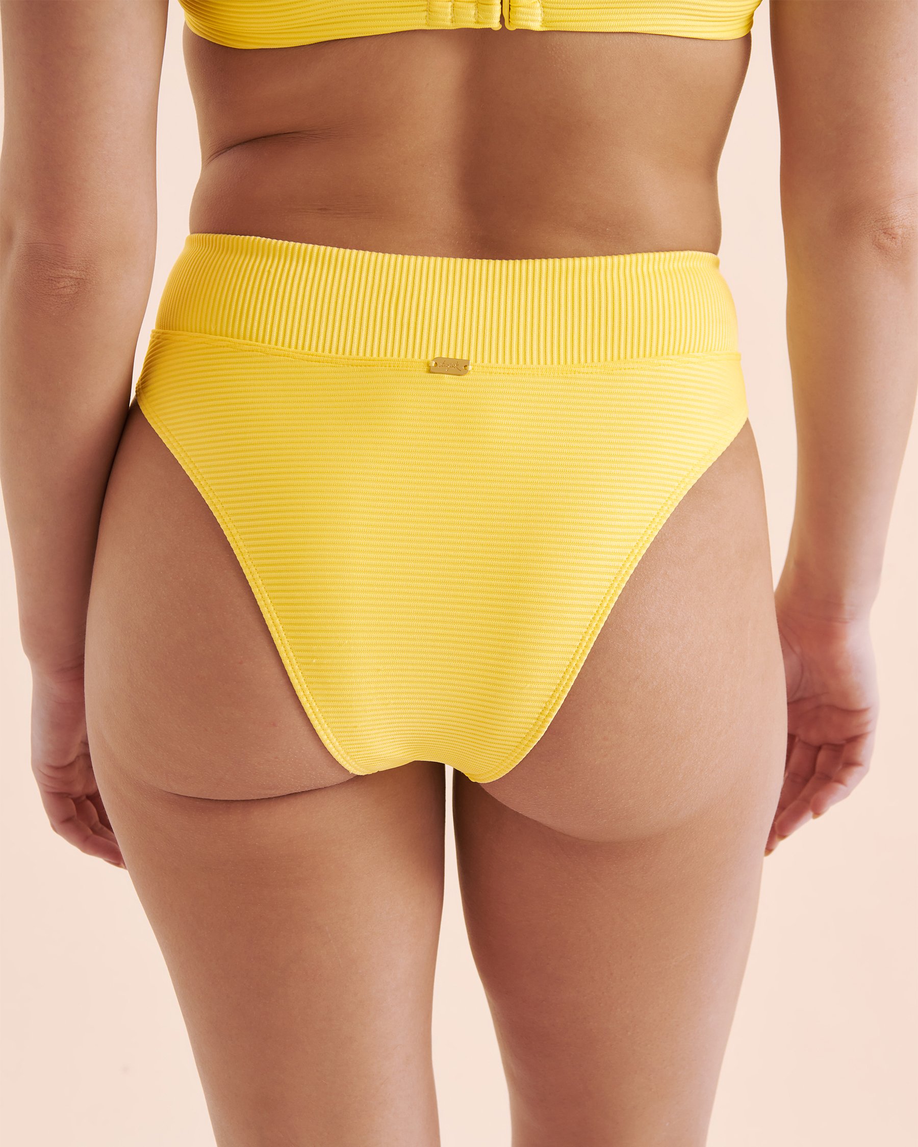TROPIK Candy Mid Waist Cheeky Ribbed Bikini Bottom Sunshine Yellow 01300404 - View5