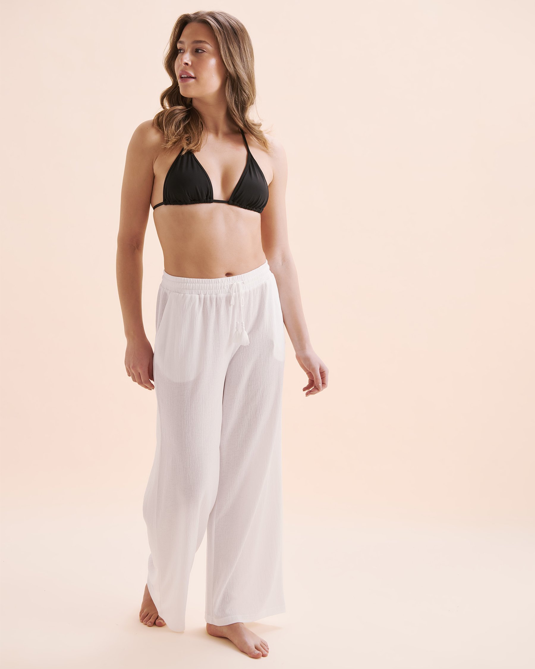 TROPIK Pantalon en polyester plissé Blanc brillant 02200085 - Voir7