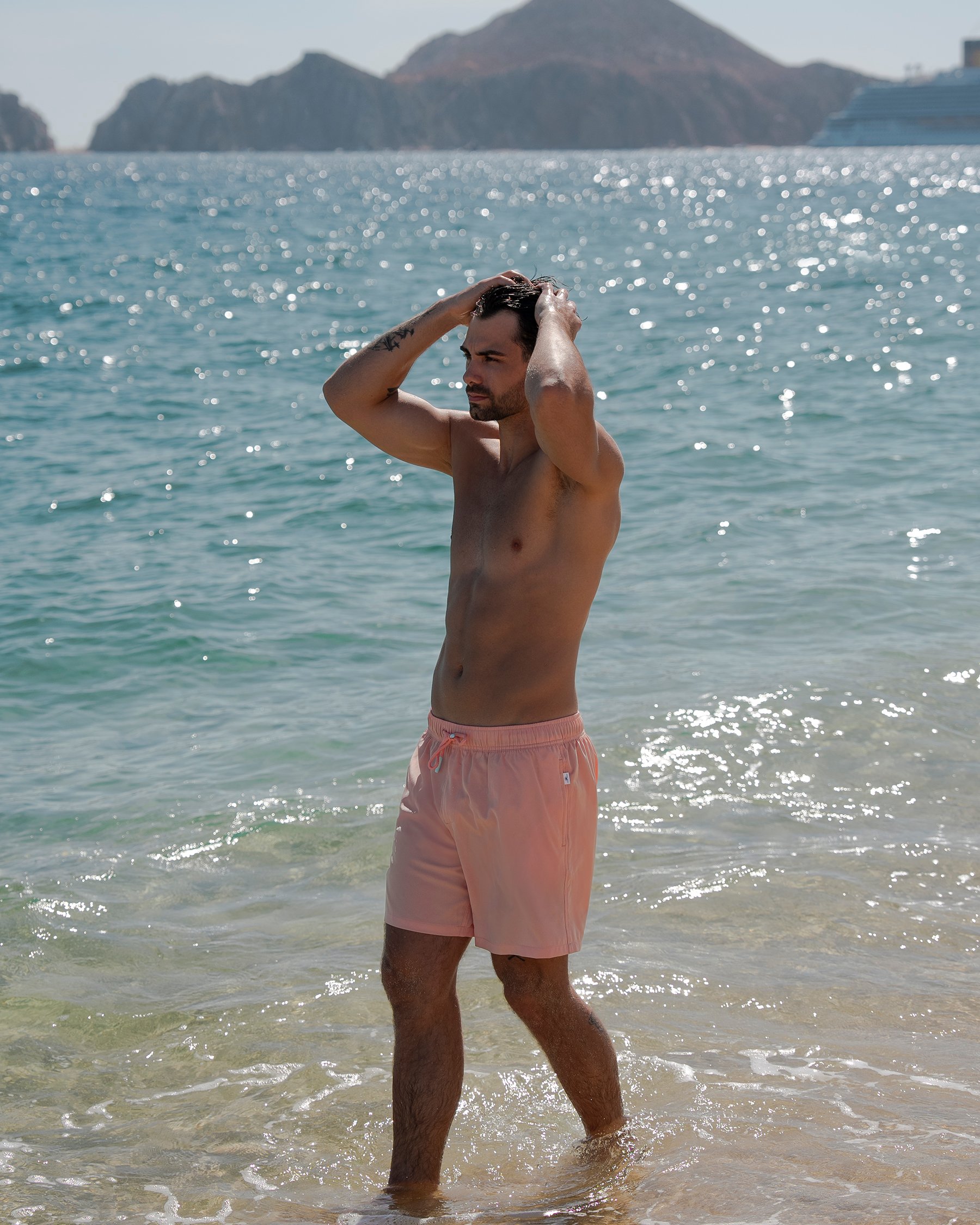 VINTAGE SUMMER Perfo Lined Volley Swimsuit Coral Pink V70840 - View2