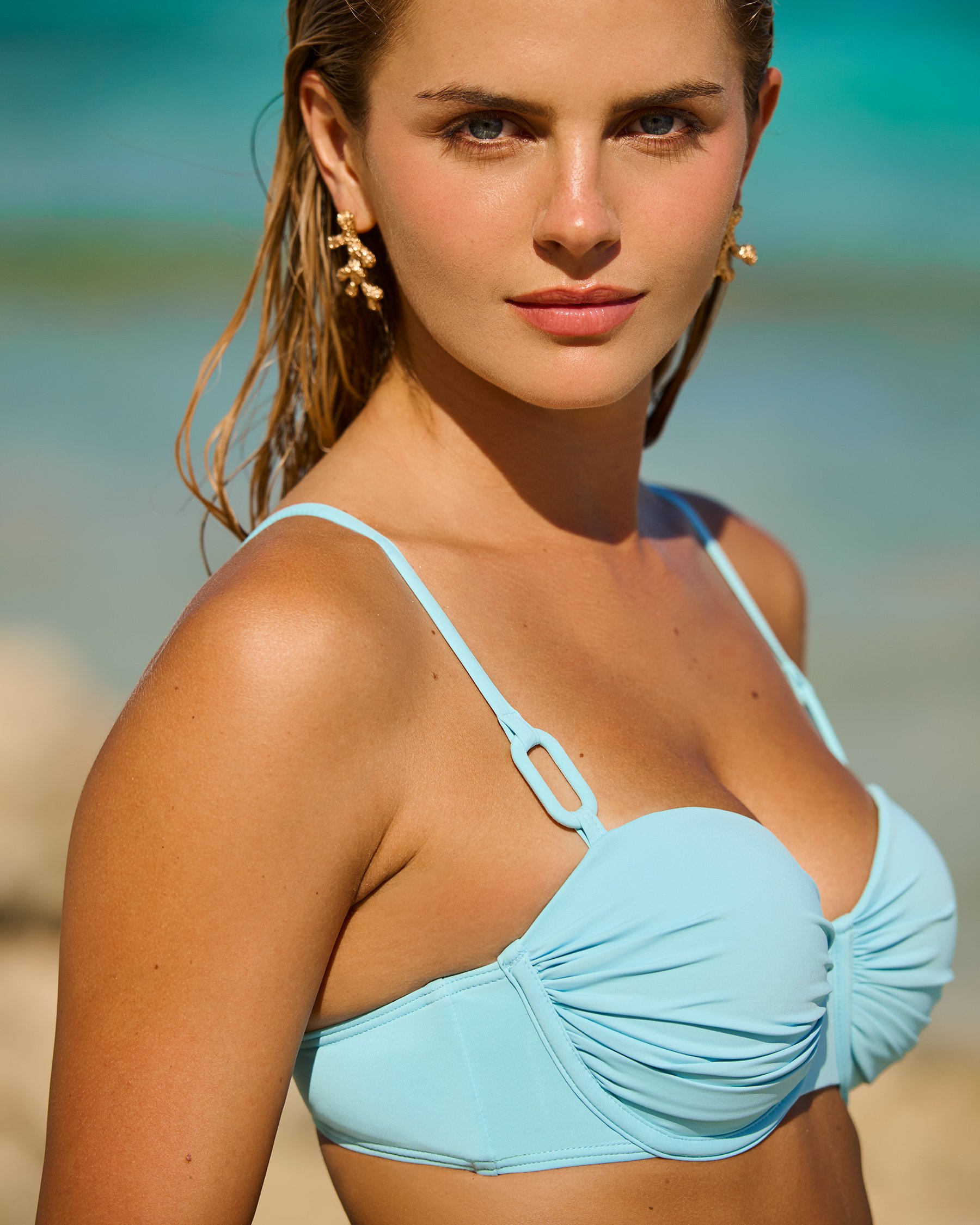 COSTA DEL REY Bandeau Bikini Top Antigua Blue 01100382 - View2