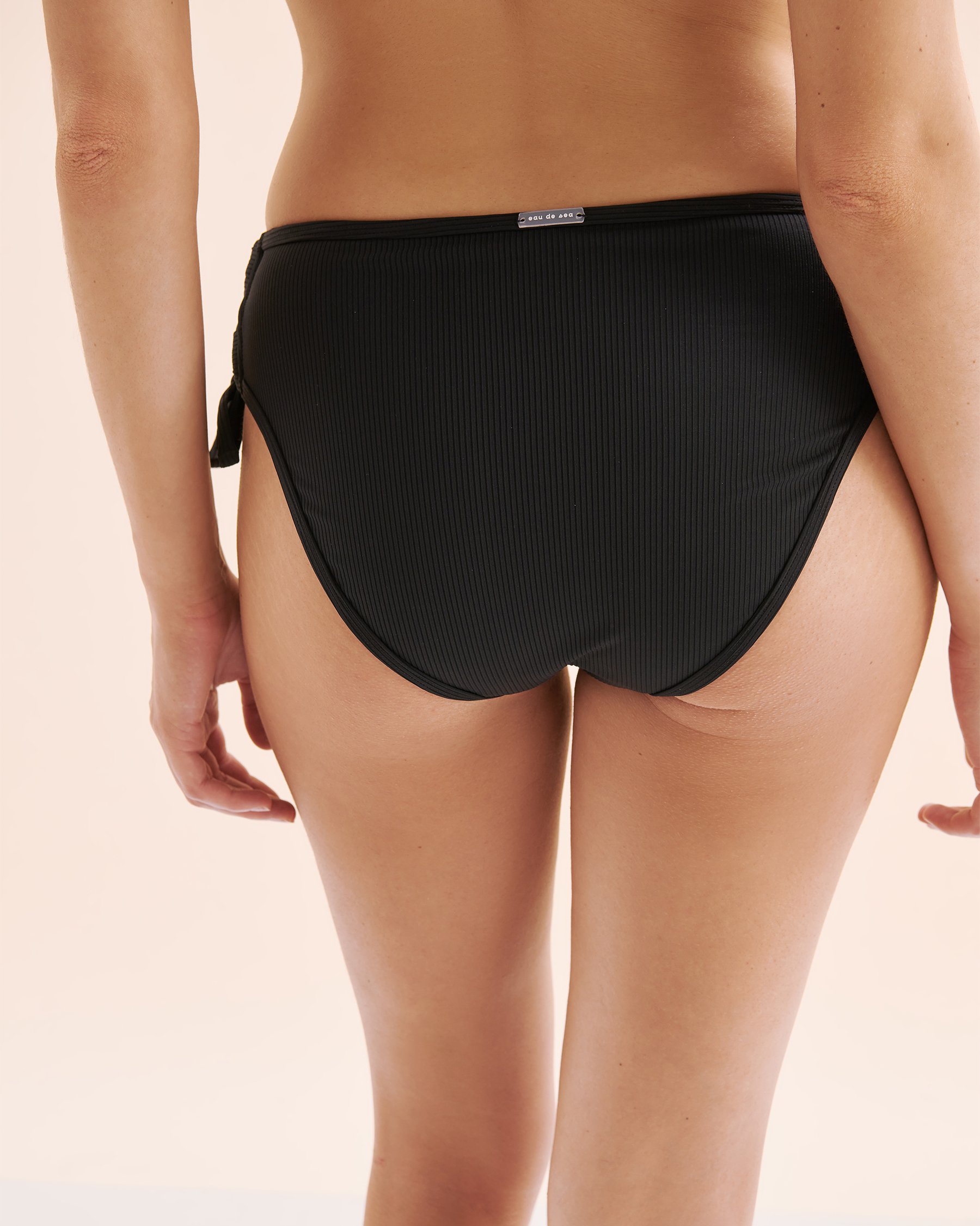 EAU DE SEA Black Sea Ribbed Mid Rise Bikini Bottom Black 01300455 - View2