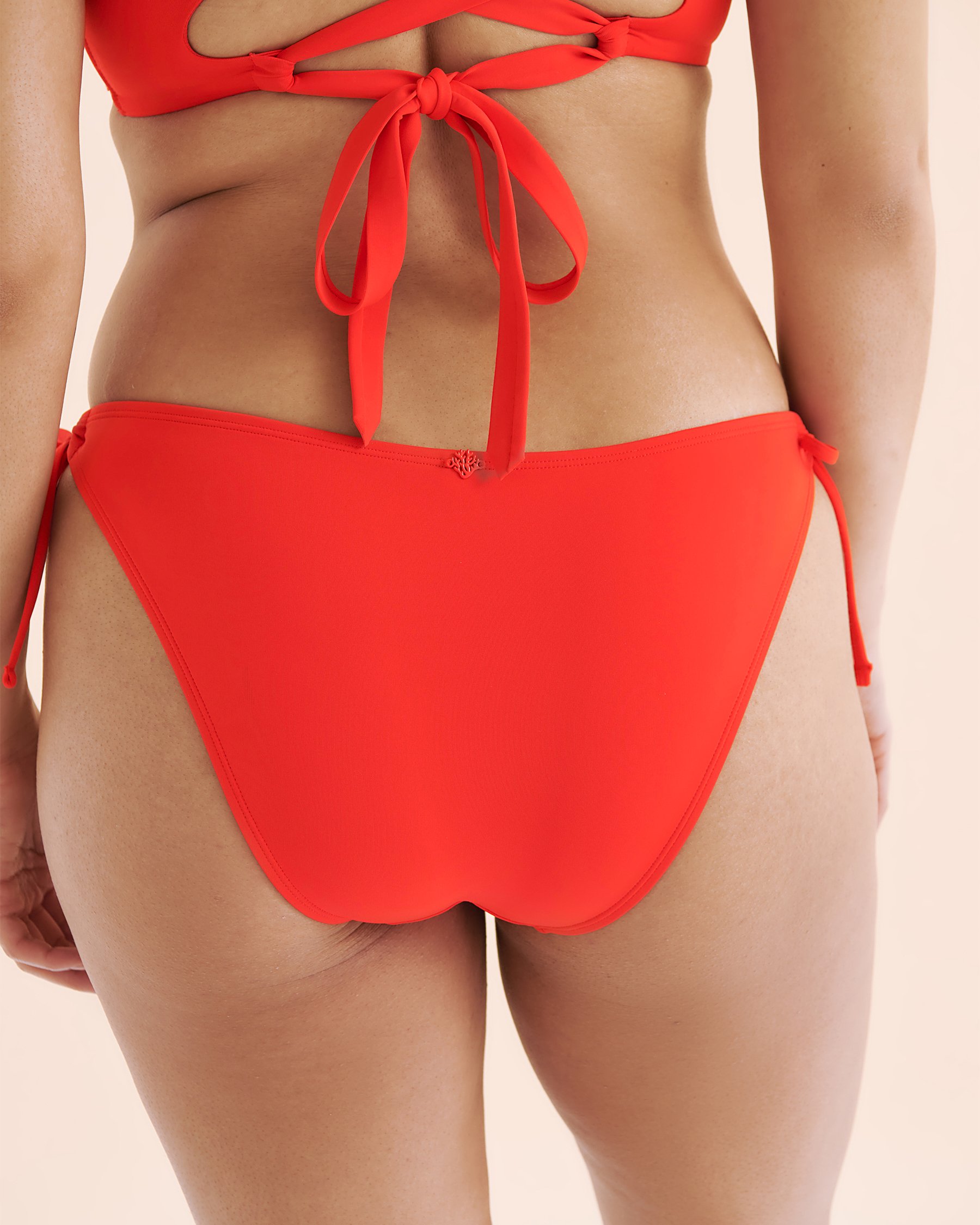 COSTA DEL REY Low Rise Side Tie Brazilian Bikini Bottom Fiery Red 01300454 - View5