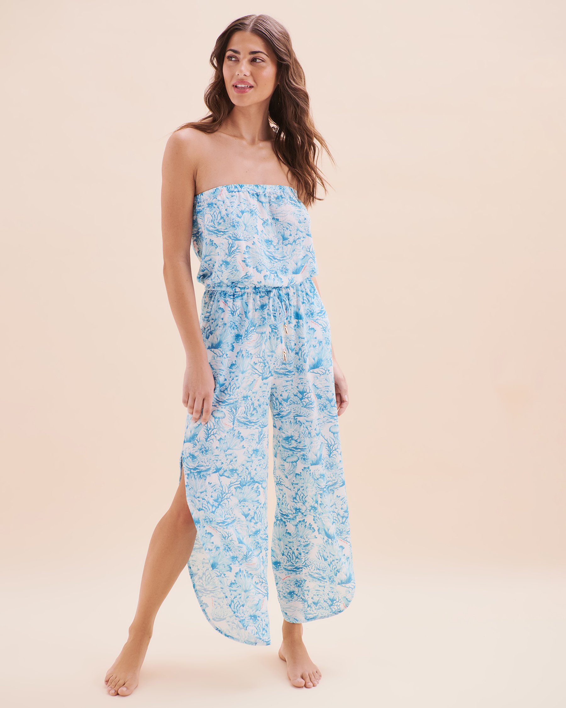 COSTA DEL REY Polyester Crinkle Jumpsuit Blue Coral 02300154 - View5