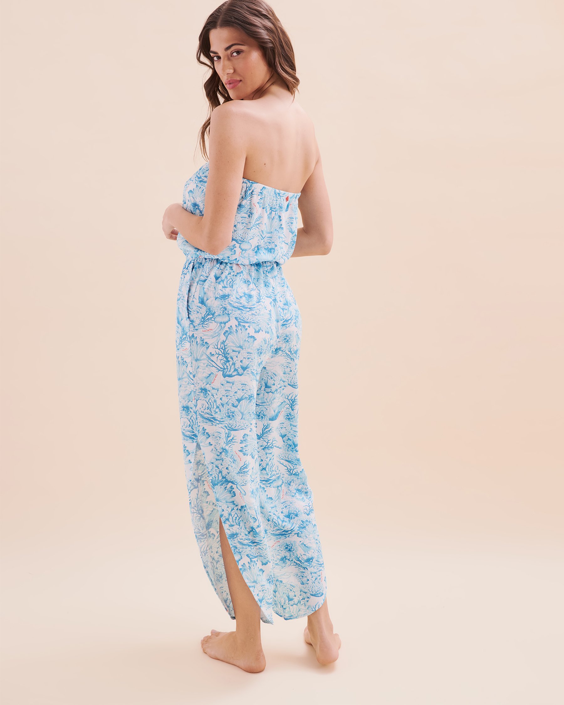 COSTA DEL REY Polyester Crinkle Jumpsuit Blue Coral 02300154 - View6