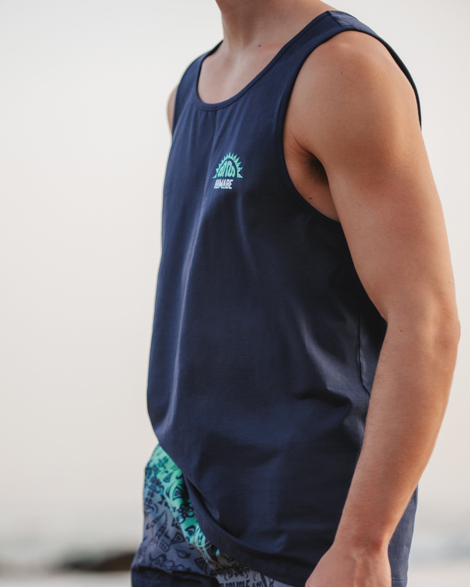 HAMABE Cotton Tank Top Medieval Blue 04100032 - View2