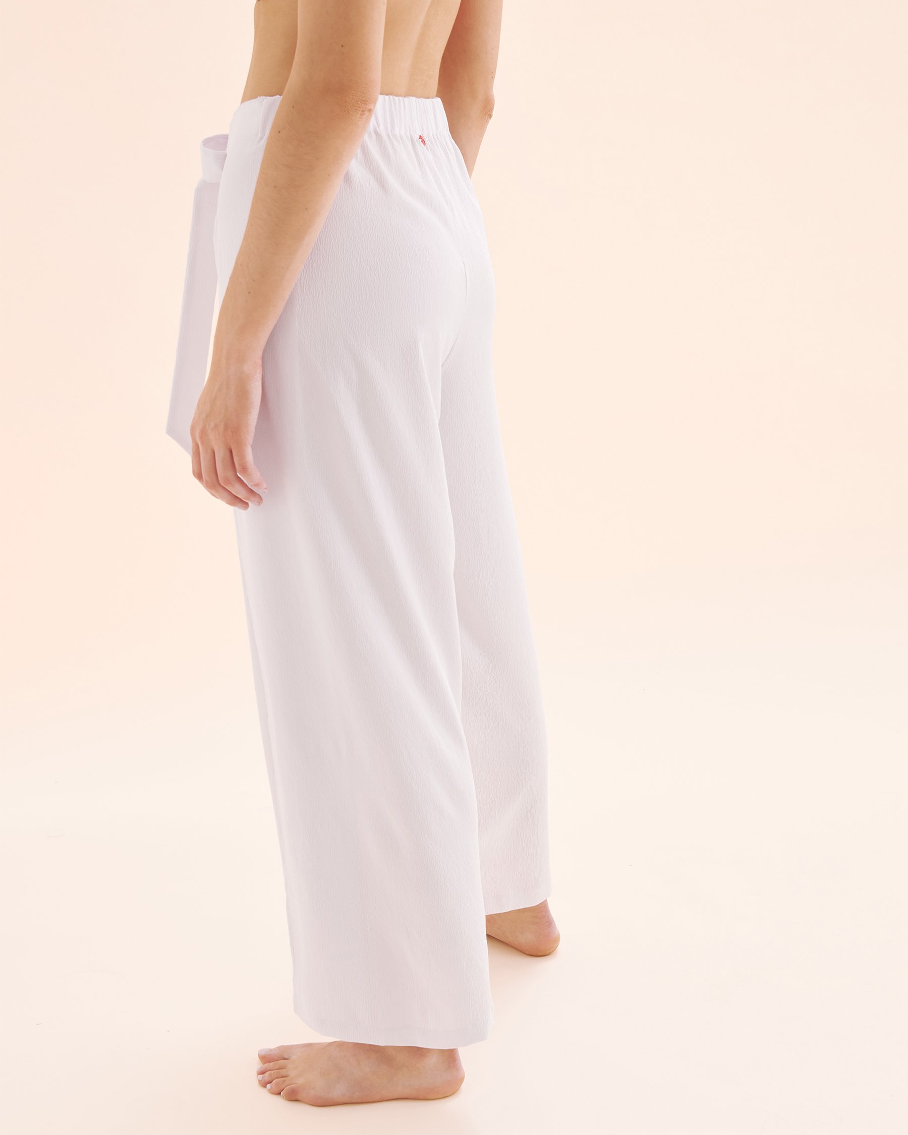 COSTA DEL REY Pantalon en crêpe froissé Blanc brillant 02200094 - Voir4