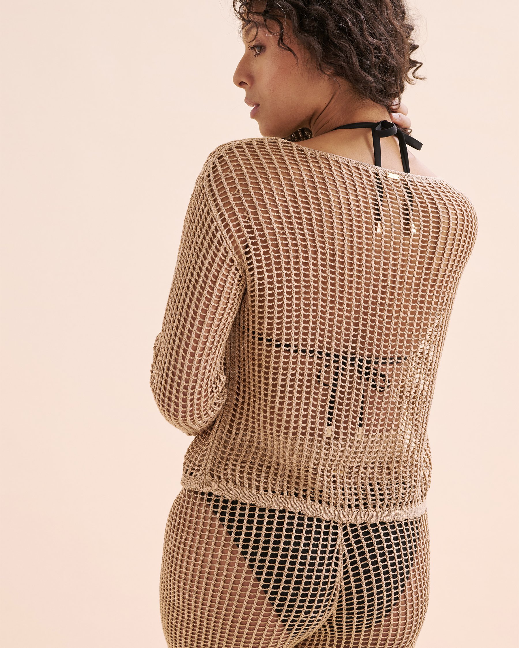 SANTEMARE Haut manches longues en crochet Beige clair 02100035 - View2