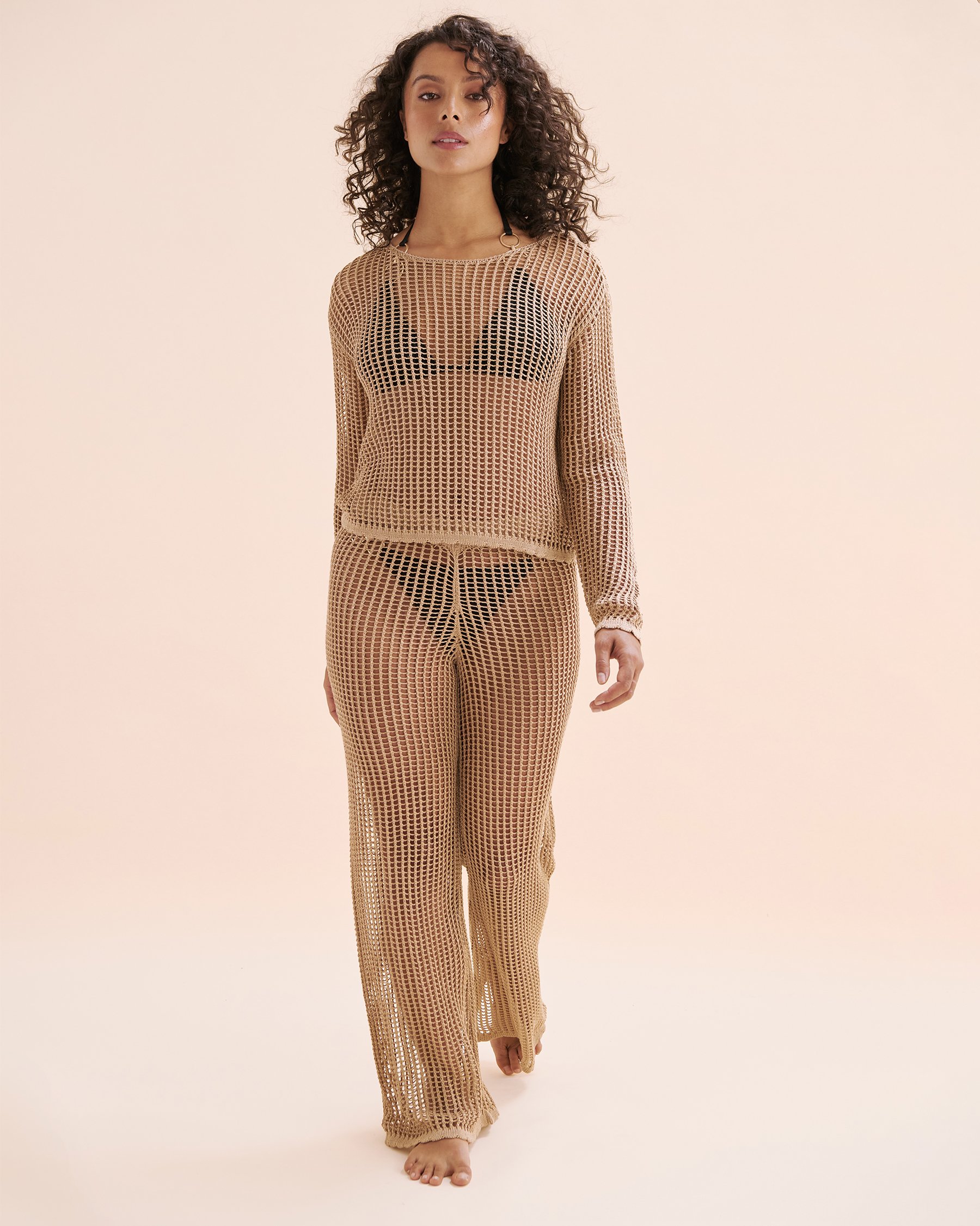 SANTEMARE Haut manches longues en crochet Beige clair 02100035 - View6