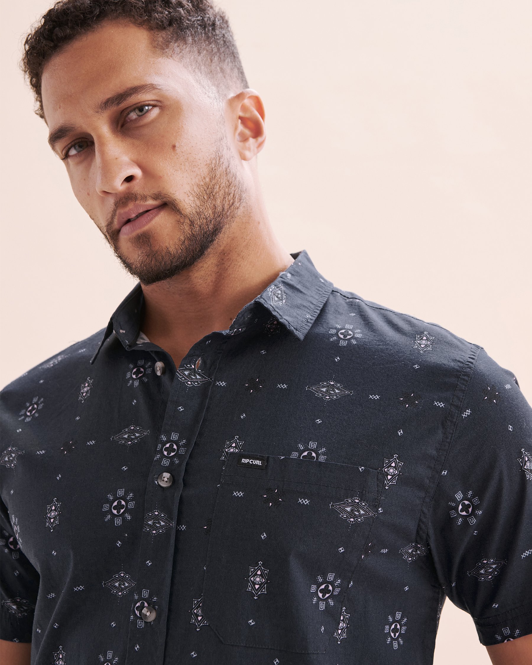 RIP CURL Chemise à manches courtes Diamond Micro Bleu marin 04QMSH - View3