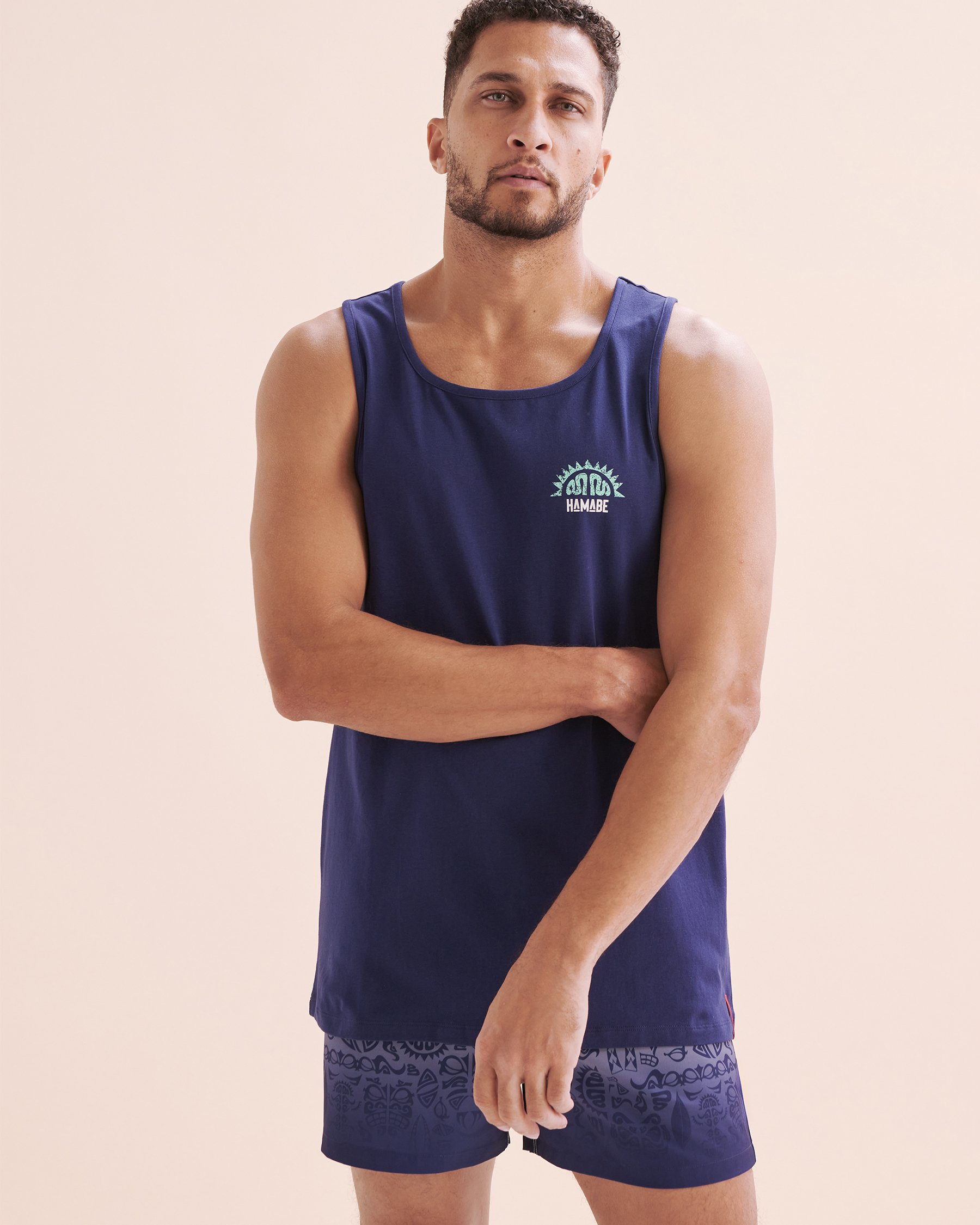 HAMABE Cotton Tank Top Medieval Blue 04100032 - View3