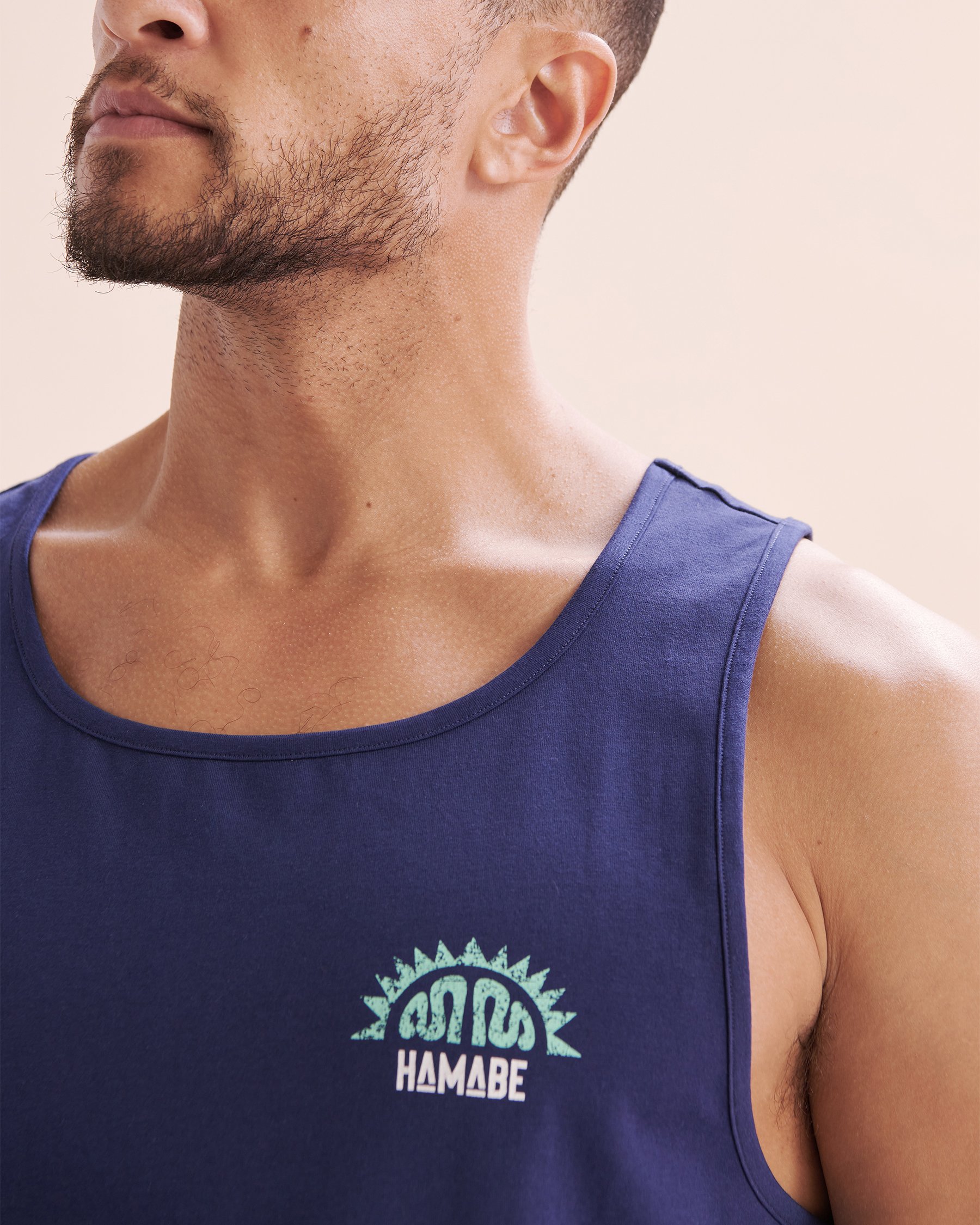 HAMABE Cotton Tank Top Medieval Blue 04100032 - View5