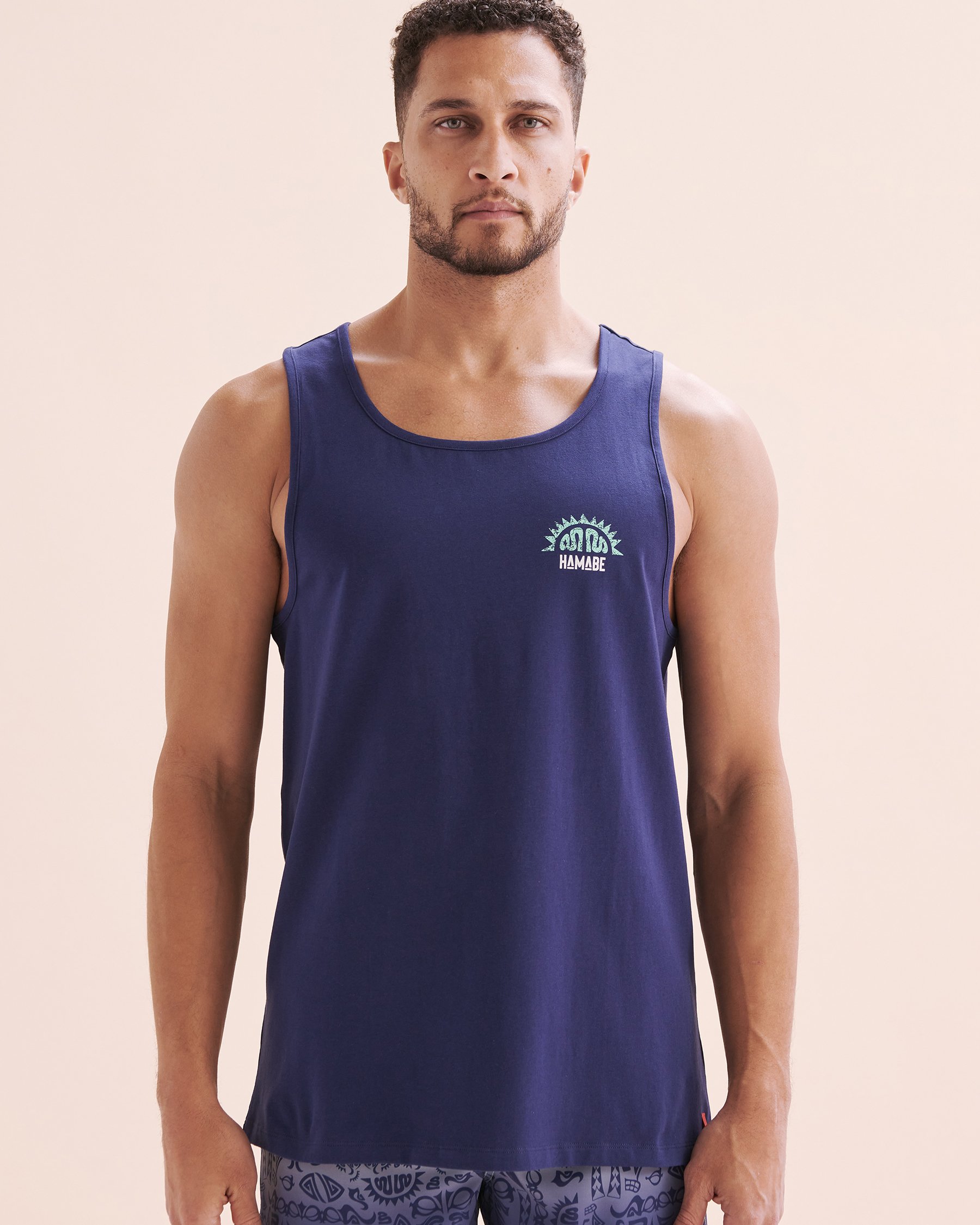 HAMABE Cotton Tank Top Medieval Blue 04100032 - View6