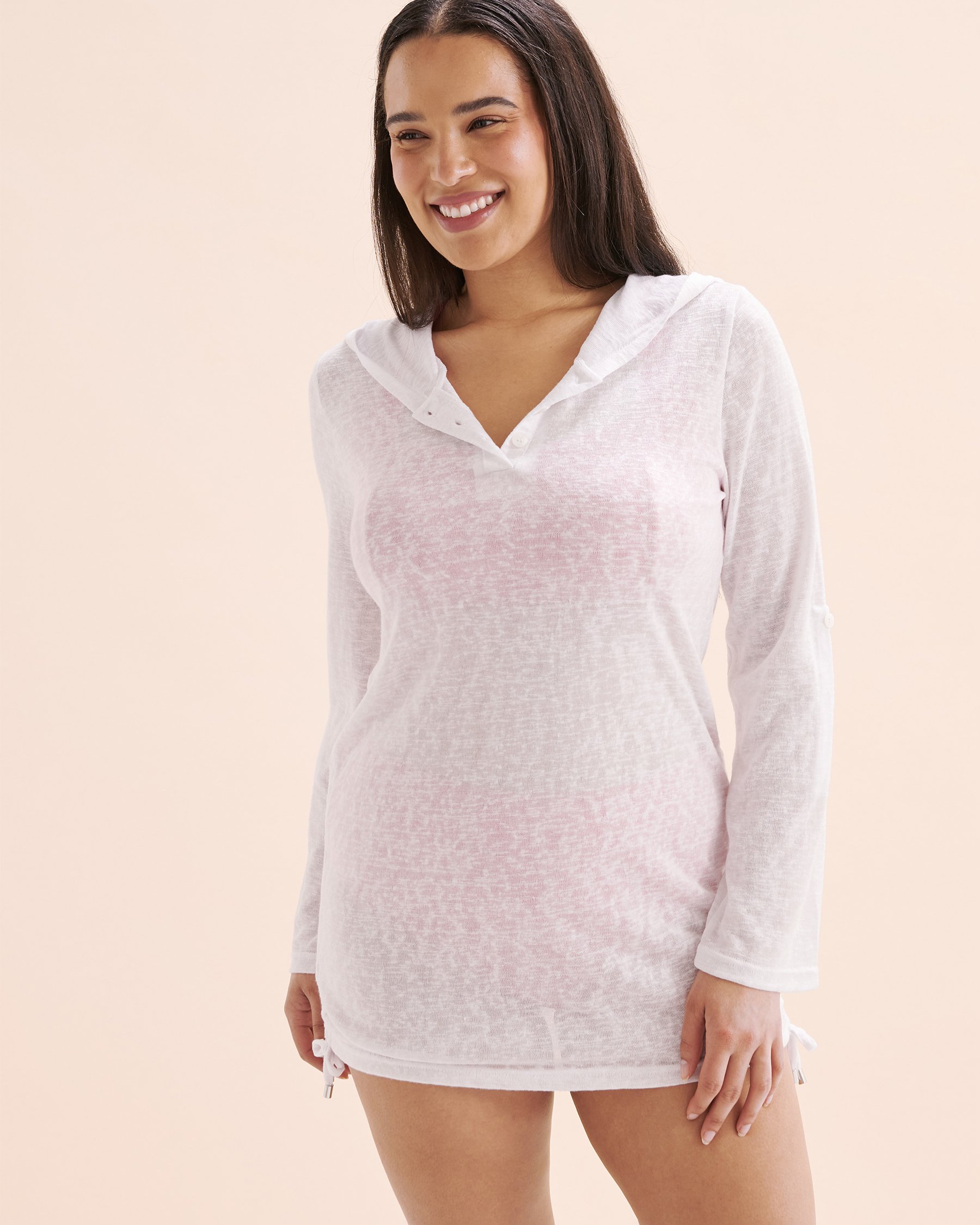 EAU DE SEA Tunique à capuche en tricot Blanc brillant 02400048 - View1