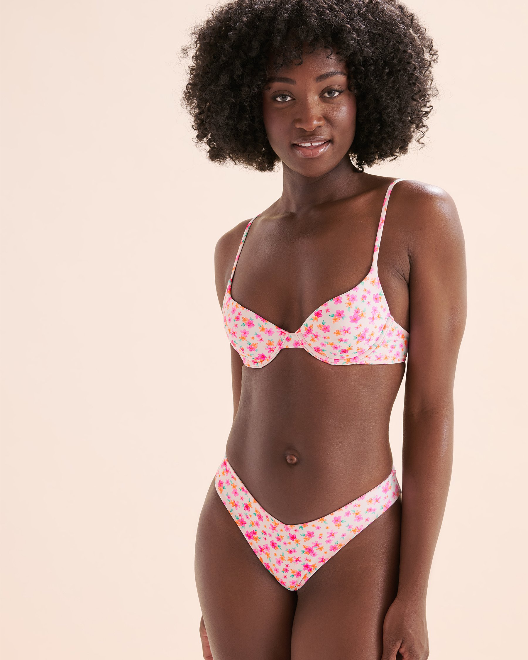 KULANI KINIS Flamingo Flora V Cheeky Bikini Bottom White BOT216FLFL - View6