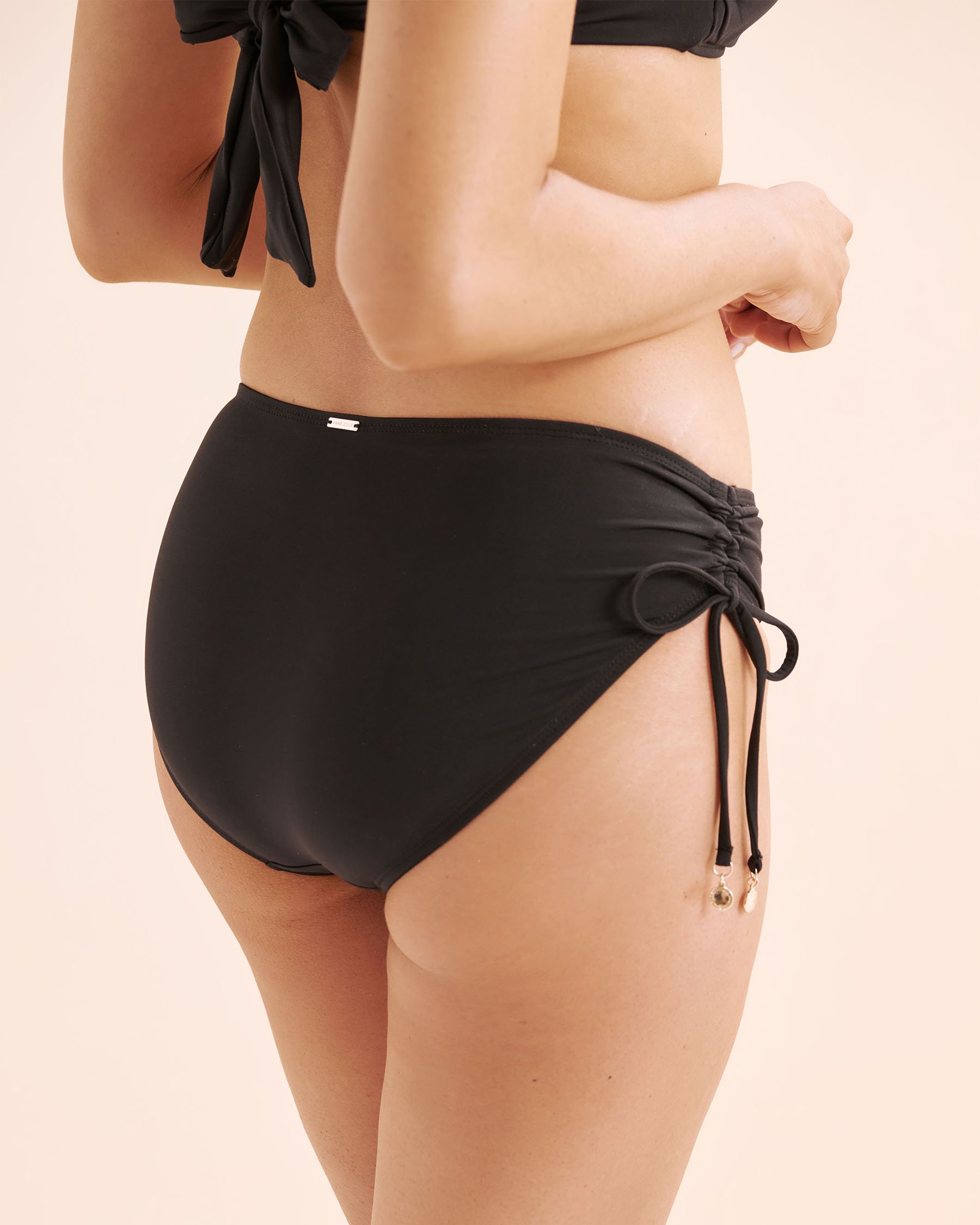 ANNE COLE Live In Color Alex Side Tie Bikini Bottom Black MYMB30001 - View3